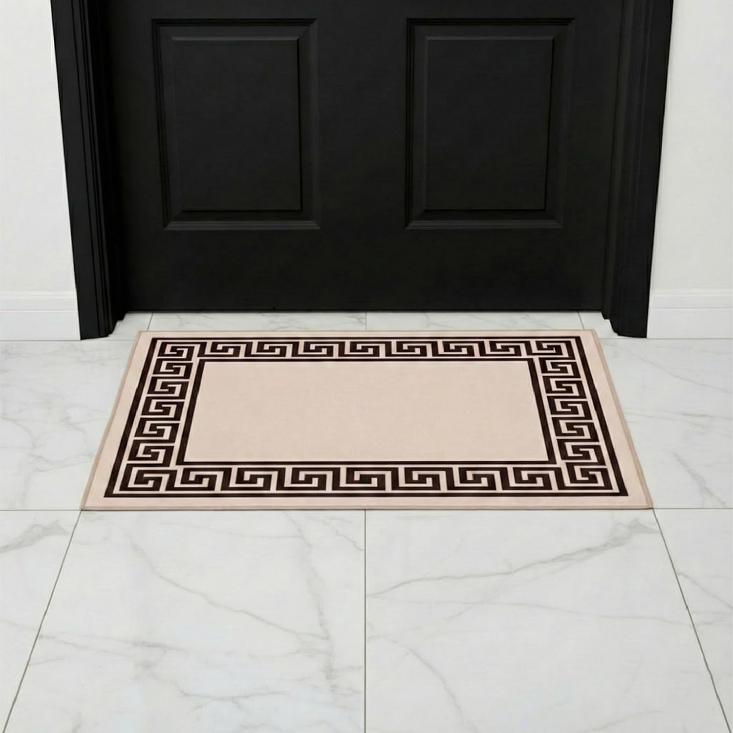 B&B Door Mat Non-Slip Washable Dirt Trapper Floor mat having Indoor Outdoor Utility, Kitchen and large yoga Anti Slip Mats | 50 x 80 cm - Greeky Rug - Beige & Brown