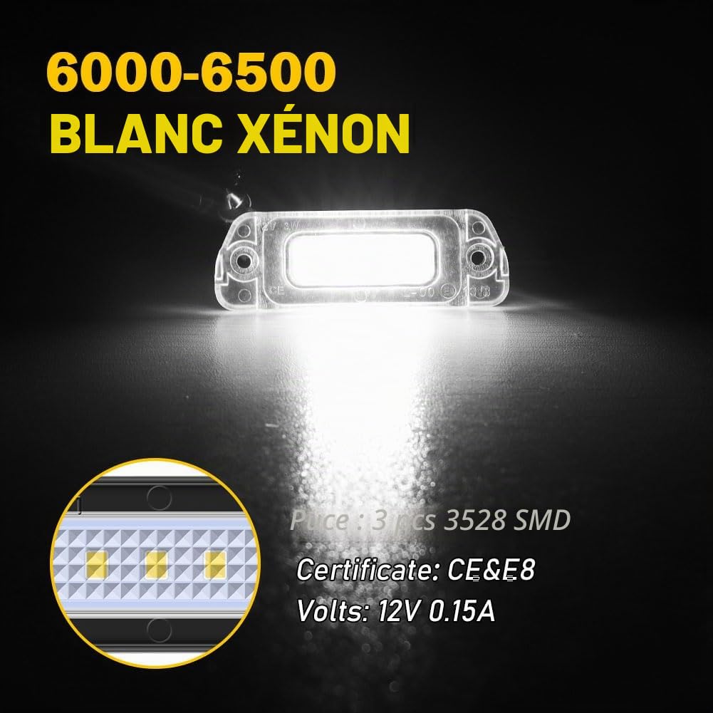 WinPower LED Lumière Éclairage Plaque Immatriculation Auto Ampoules 6000K Blanc avec Canbus Compatible avec Mercedes-Benz ML GL Classe R W164 X164 W251 V251, 2 Pièces