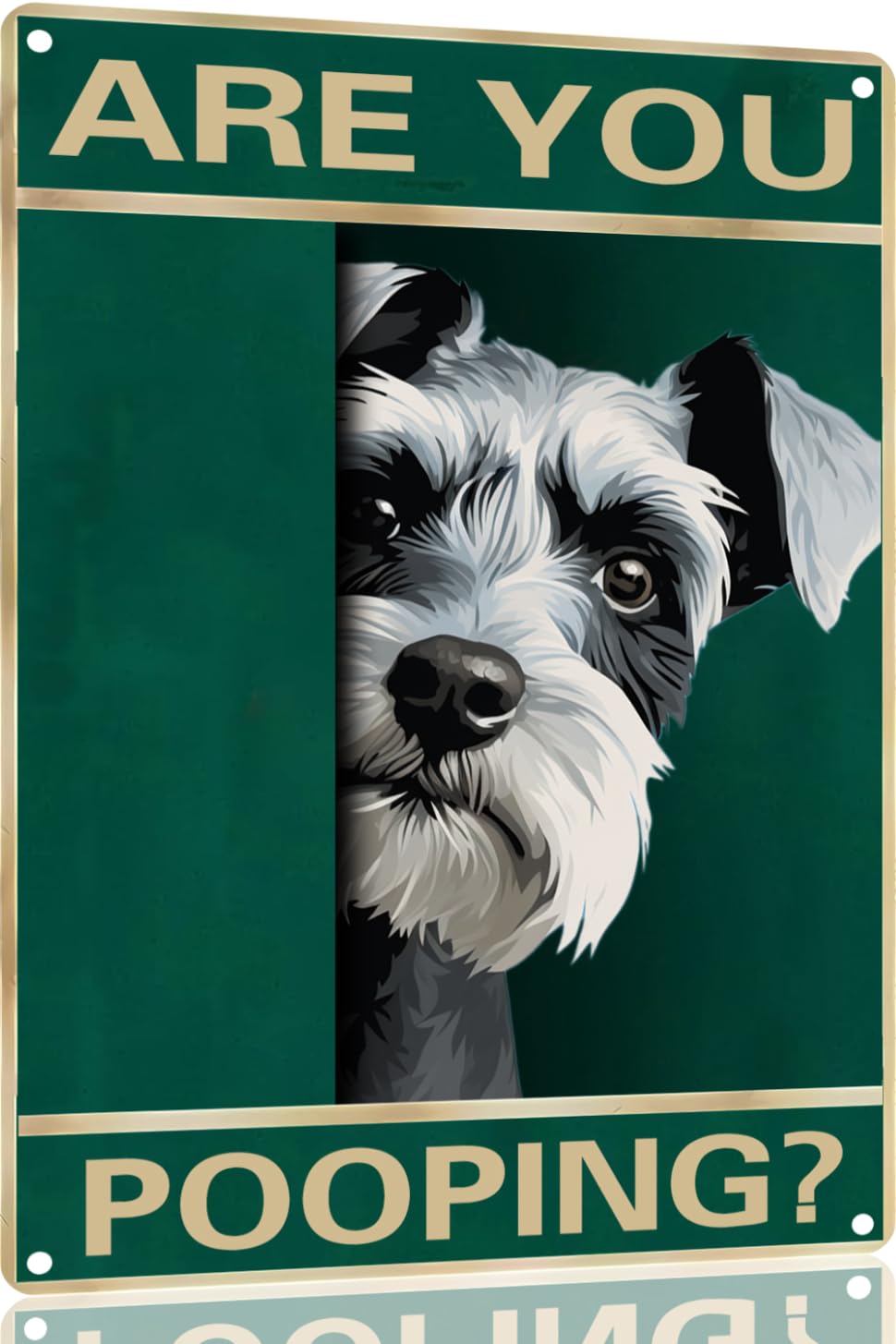 Miniature Schnauzer Vintage Metal Tin Sign Are You Pooping Sign Bathroom Funny Art Poster Decoration Toilet Cave Bar Home Bathroom Wall Decoration Sign 8x12 Inch