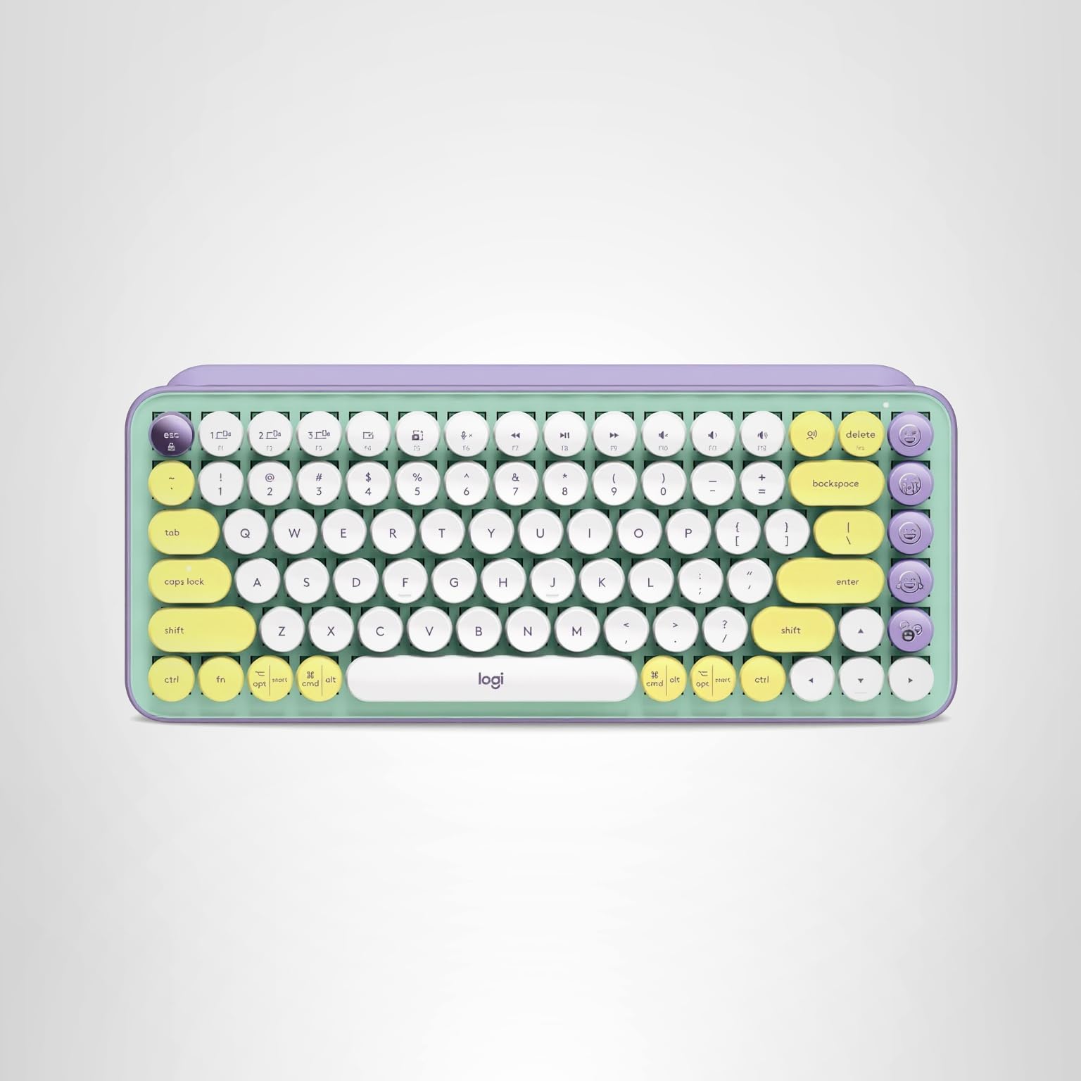 Logitech POP Keys Mechanical Wireless Keyboard with Customizable Emoji Keys, Durable Compact Design, Bluetooth or USB Connectivity, Multi-Device, OS Compatible - Cosmos: Daydream Mint POP Keys