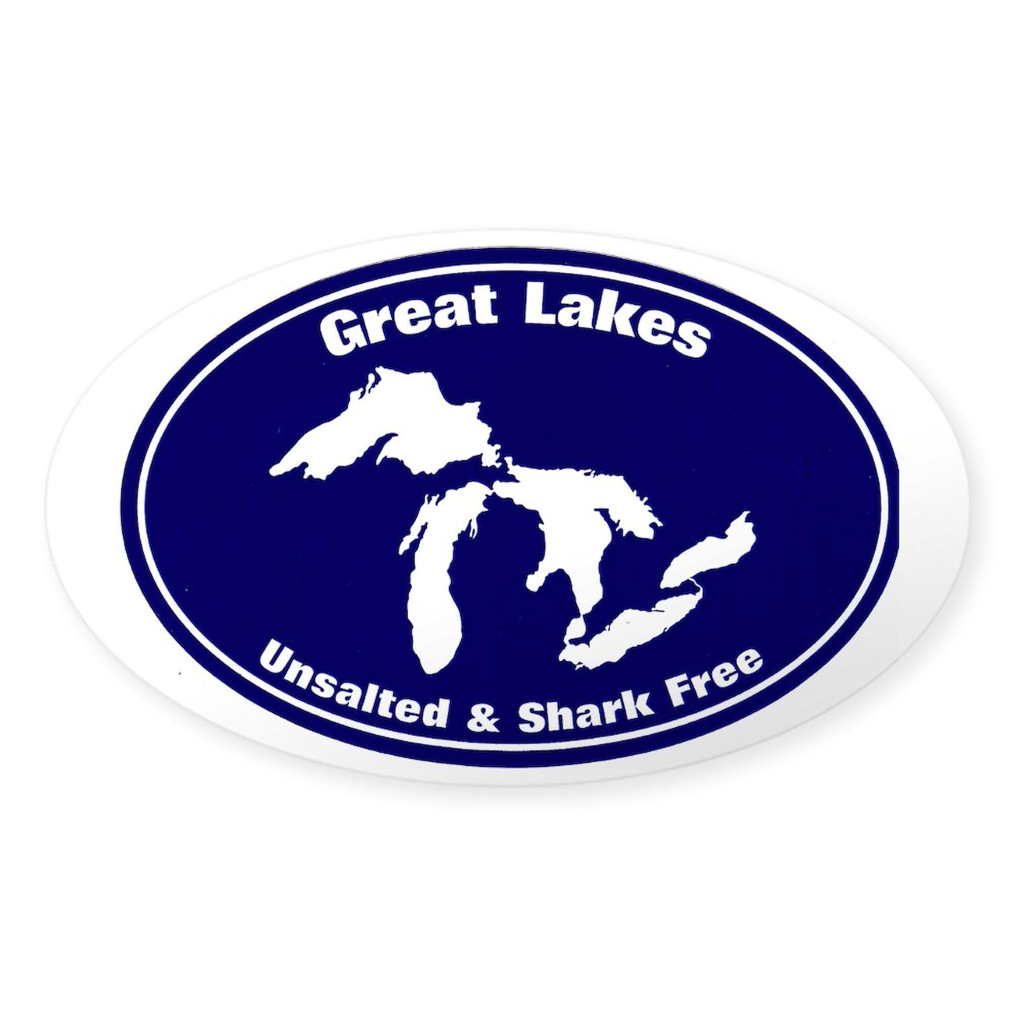 CafePress Great Lakes Shark Free Oval Car Bumper Sticker