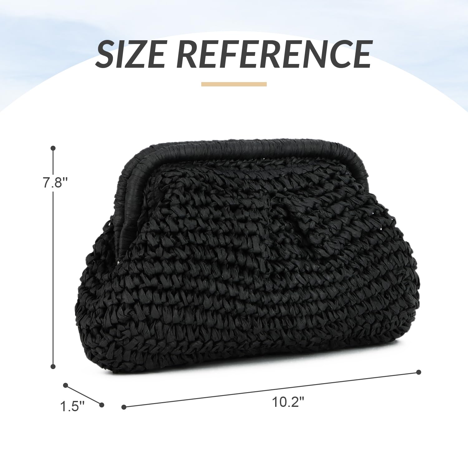 EVEOUT Clutch de Paja Mujer Bolso Nube de Boda Fiesta Paja con Cadena Bolsos bandolera Tejido para Vacaciones Playa