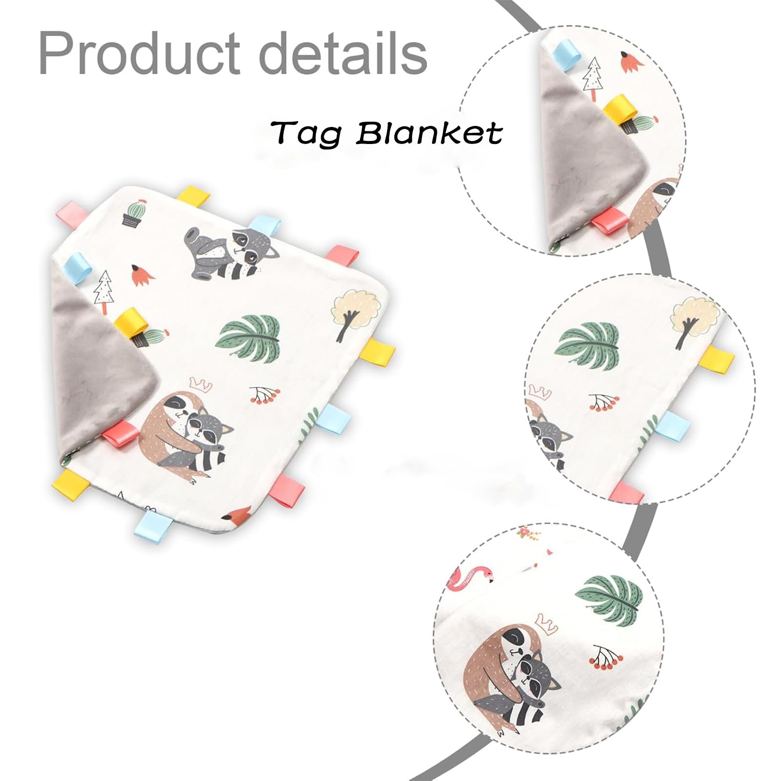 AMBEERT 2 PCS Tag Blanket with Comfort Labels, No Wrinkle, No Crinkle Sound, Soft Newborn Baby Quilt - Image 4
