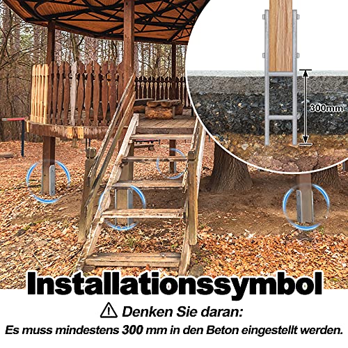 Anclaje en H Galvanizado de 5mm para Sujeción de Postes y Pérgolas Aufun 3
