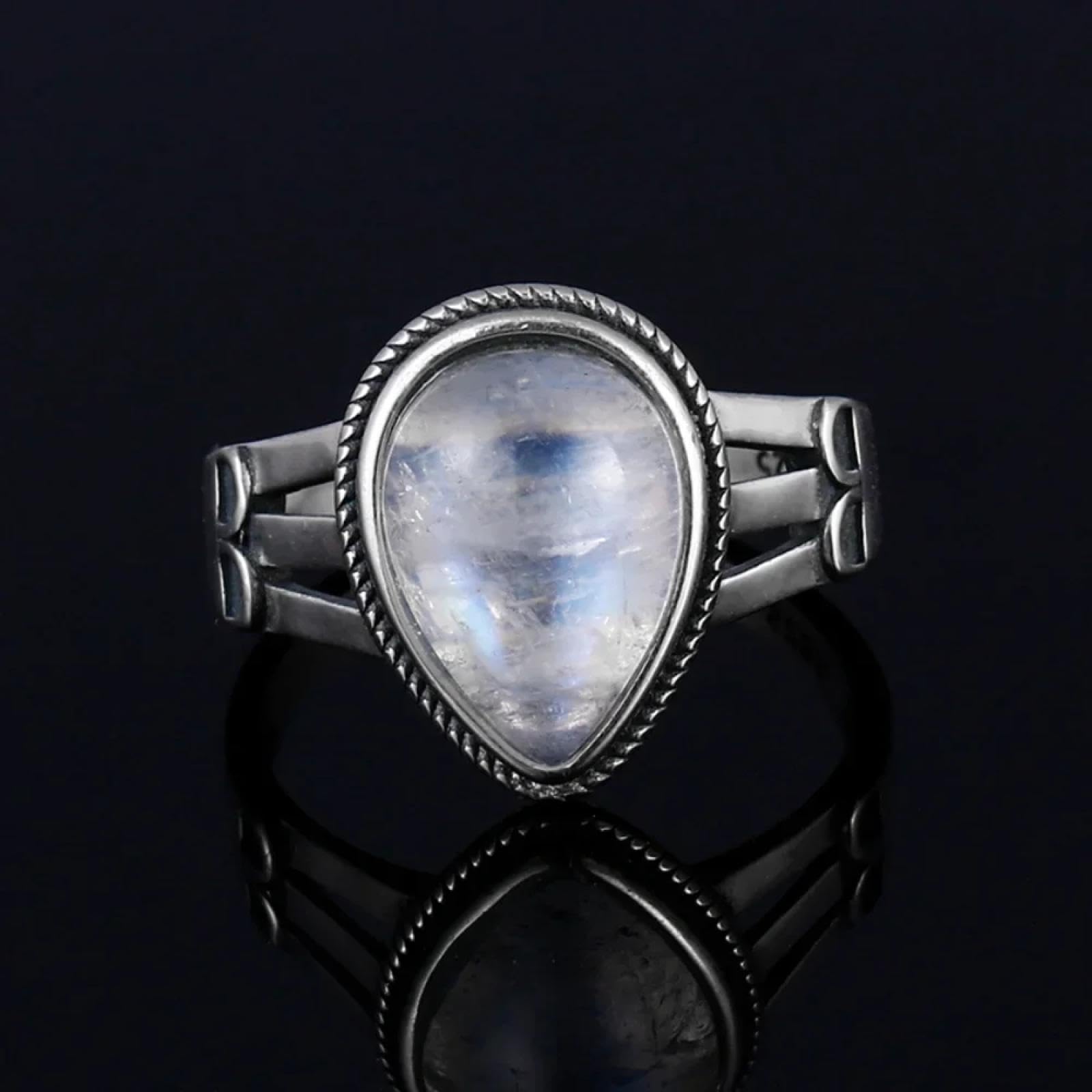 Ring Ringe Damen Bijouterie Herren Wassertropfenförmiger Natürlicher Mondsteinring Für Frauen, Hochzeit, Feiner Schmuck, Party, Geburtstag