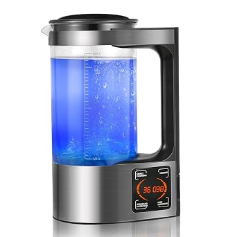 Hydrogen Water Generator, 2L Large Capacity Hydrogen Rich Water Machine with LED Screen, Hydrogen Water Bottle, Hydrogen Rich Water Health Cup for Anti Ageing 1000-1200PPD Black