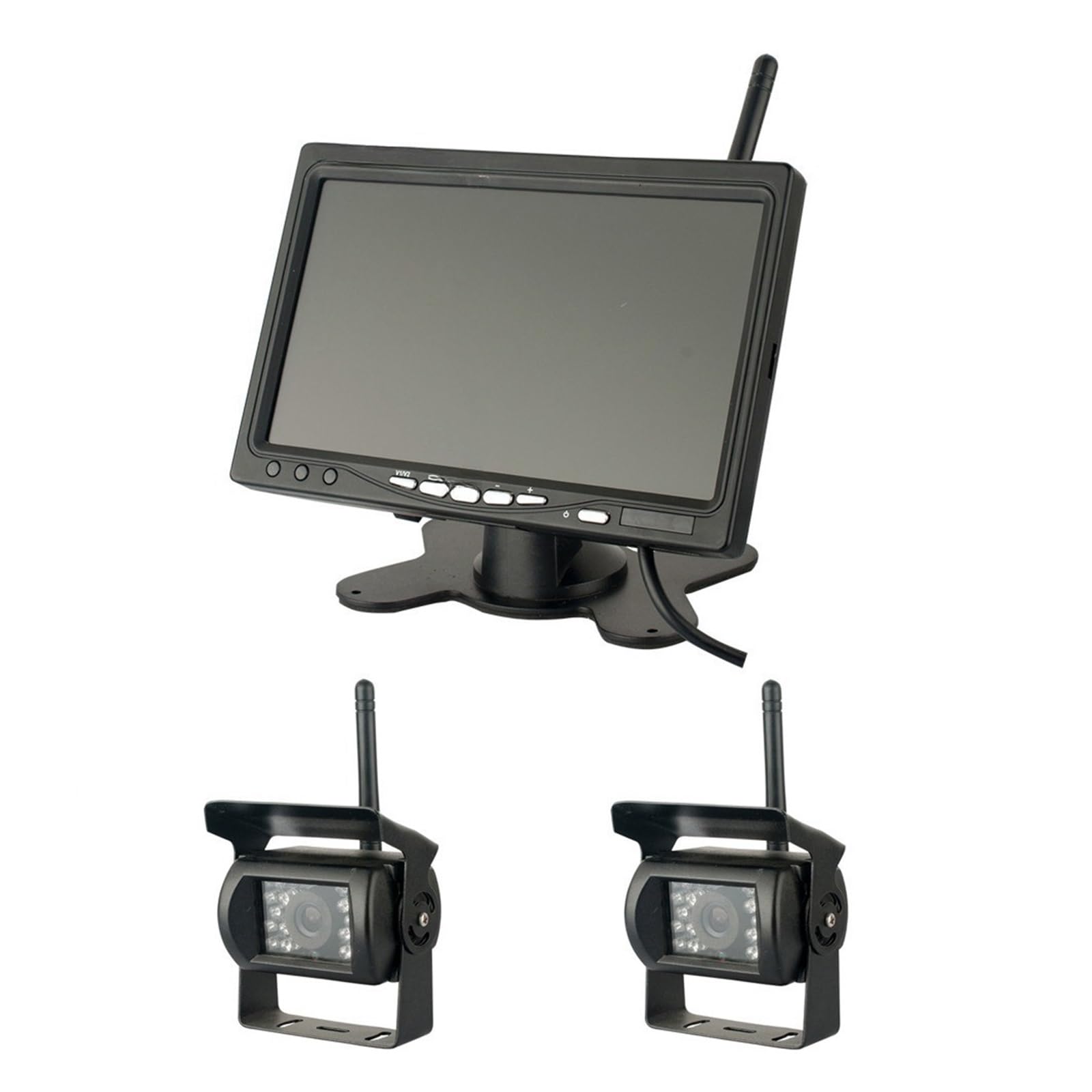 Cámara de visión trasera de coche inalámbrica, sistema de asistencia for aparcamiento, resistente al agua, visión nocturna IR, Monitor de 7 "para RV, camión y autobús