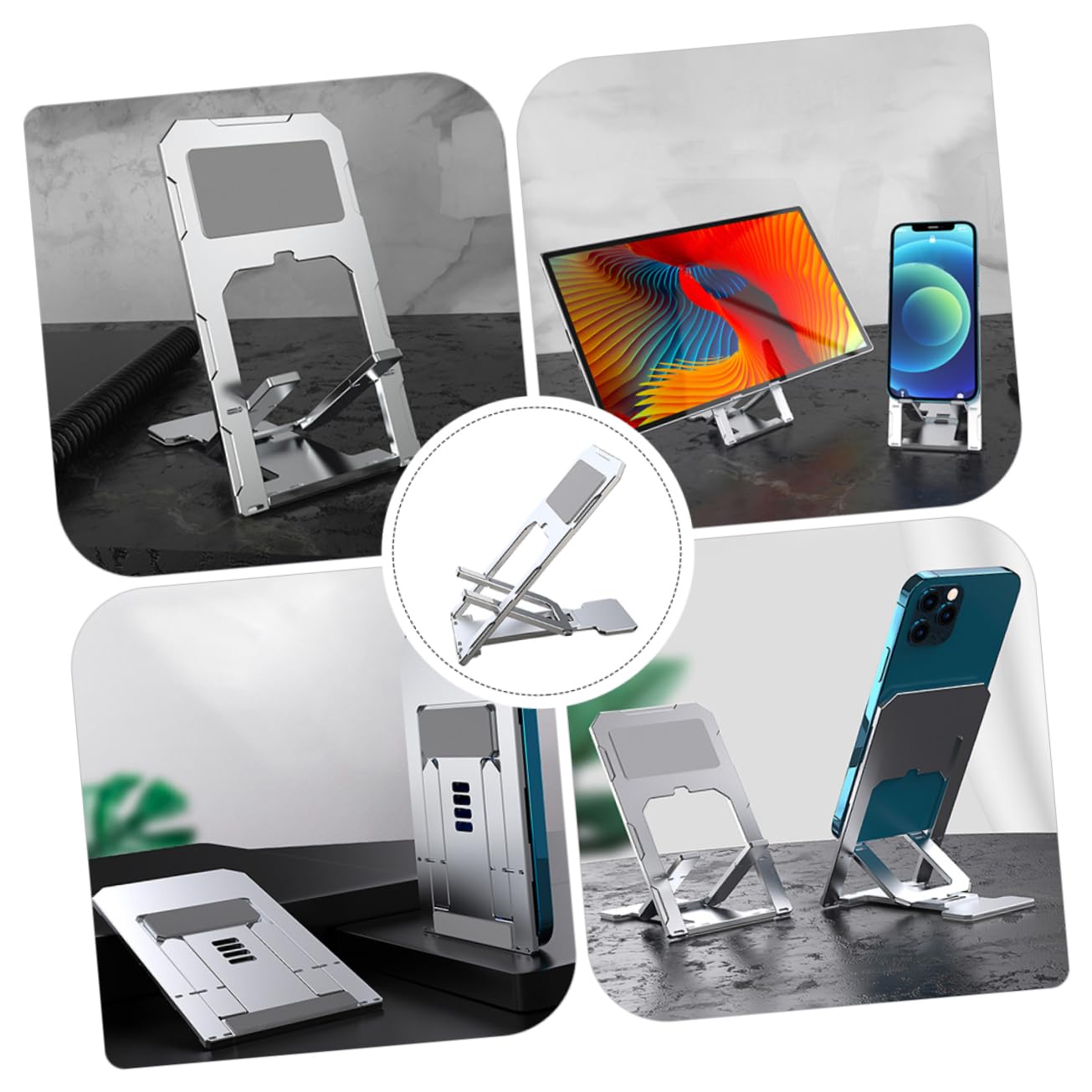 Soporte para Teléfono y Tableta De Aleación De Aluminio Soporte Ajustable para Teléfono De Escritorio para Tableta Accesorios para para Coche o Oficina