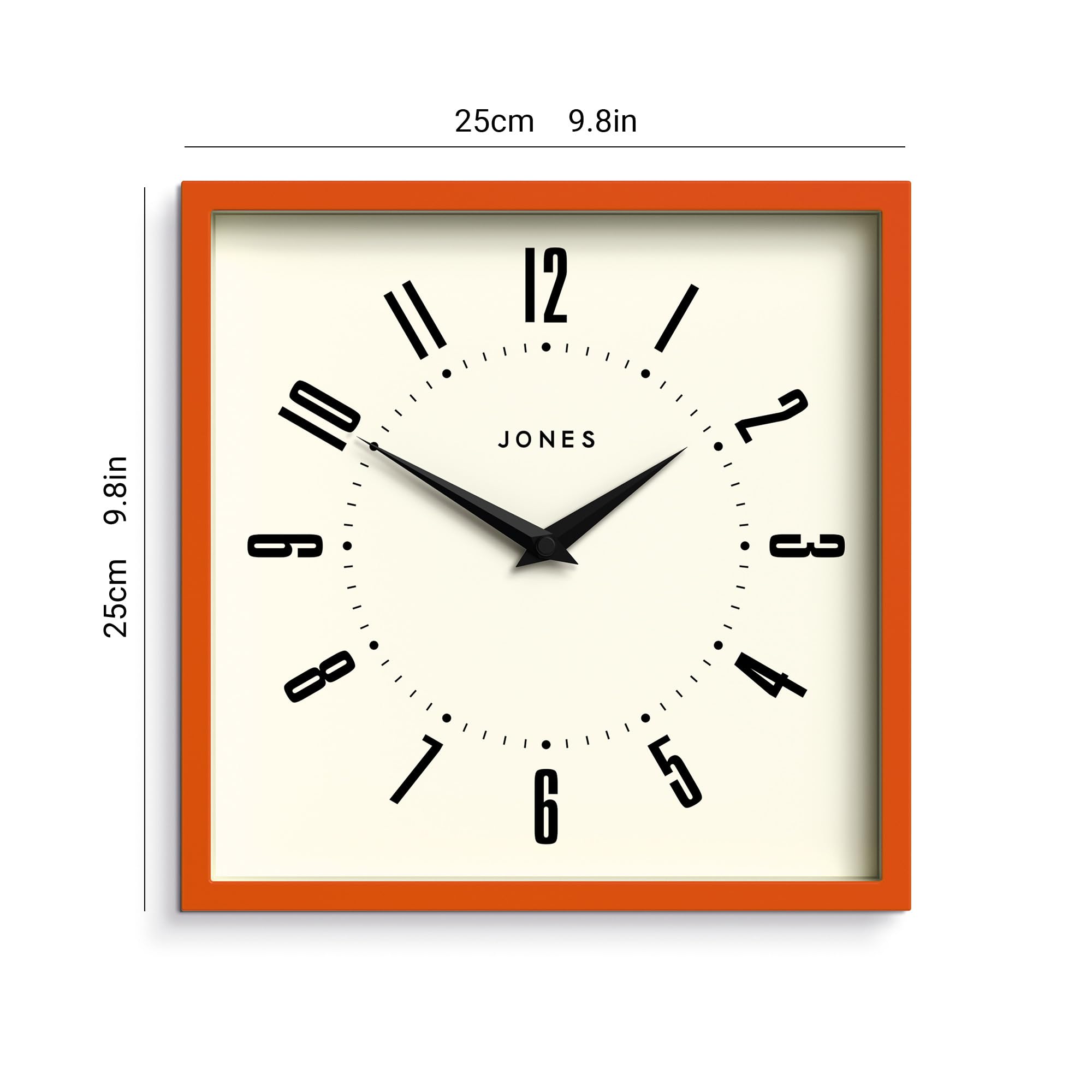 Jones Clocks® Box wall clock, Orange, 25 x 25 x 4 cm - Image 3