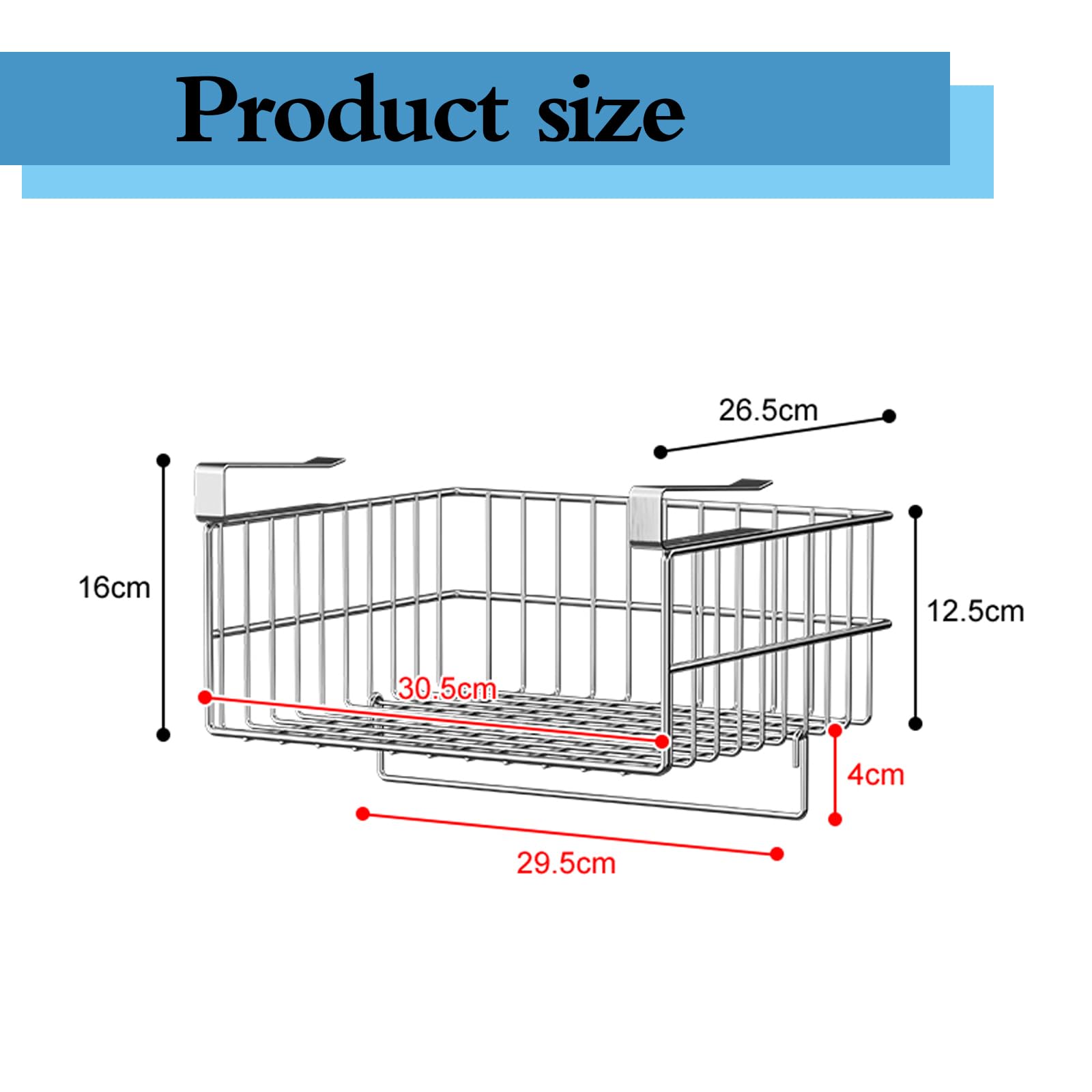 Cestas Colgantes De Alambre,Cesta De Metal para Colgar Debajo,Cestas Colgantes para Estantes,Sin Taladrar,FáCil InstalacióN,para Cocina,Despensa,Armario,EstanteríA,Escritori