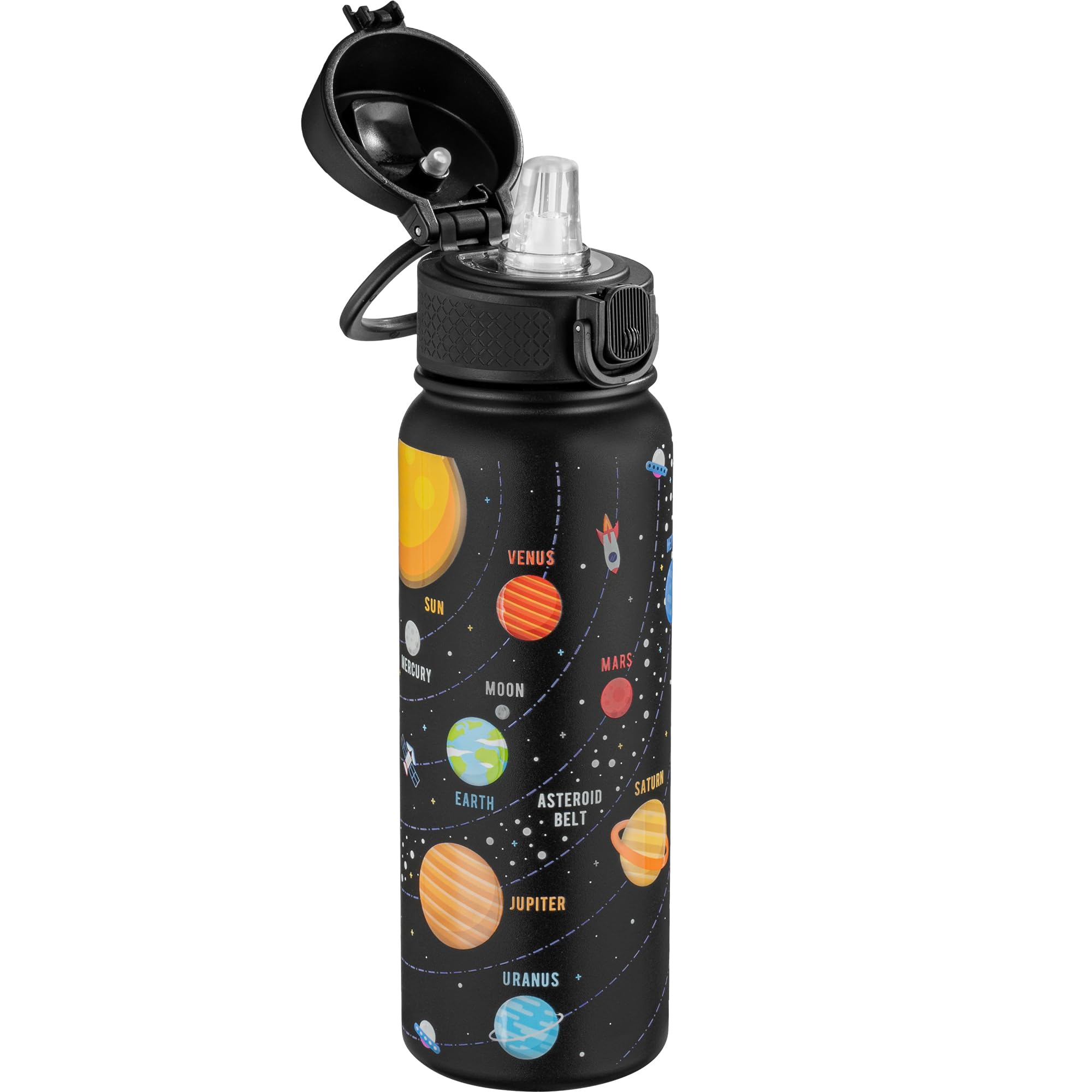 OLDLEY 20 Oz Insulated Stainless Steel Water Bottle For Kids, With Straws Leak-proof, Kids Water Bottles For School Boys Girls,Solar System