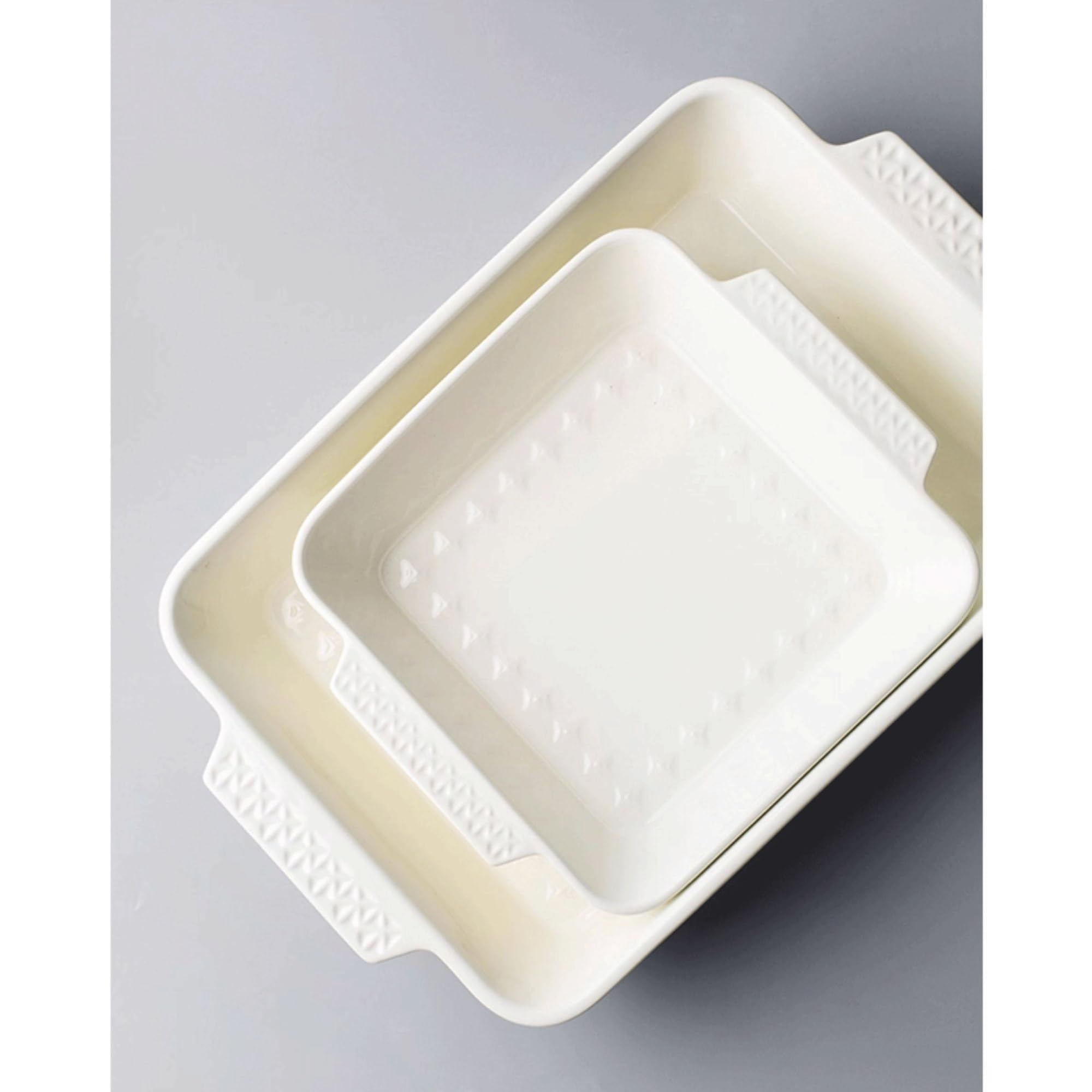 Fuente for hornear rectangular de cerámica con asas Universal(Blanco,Pequeño)