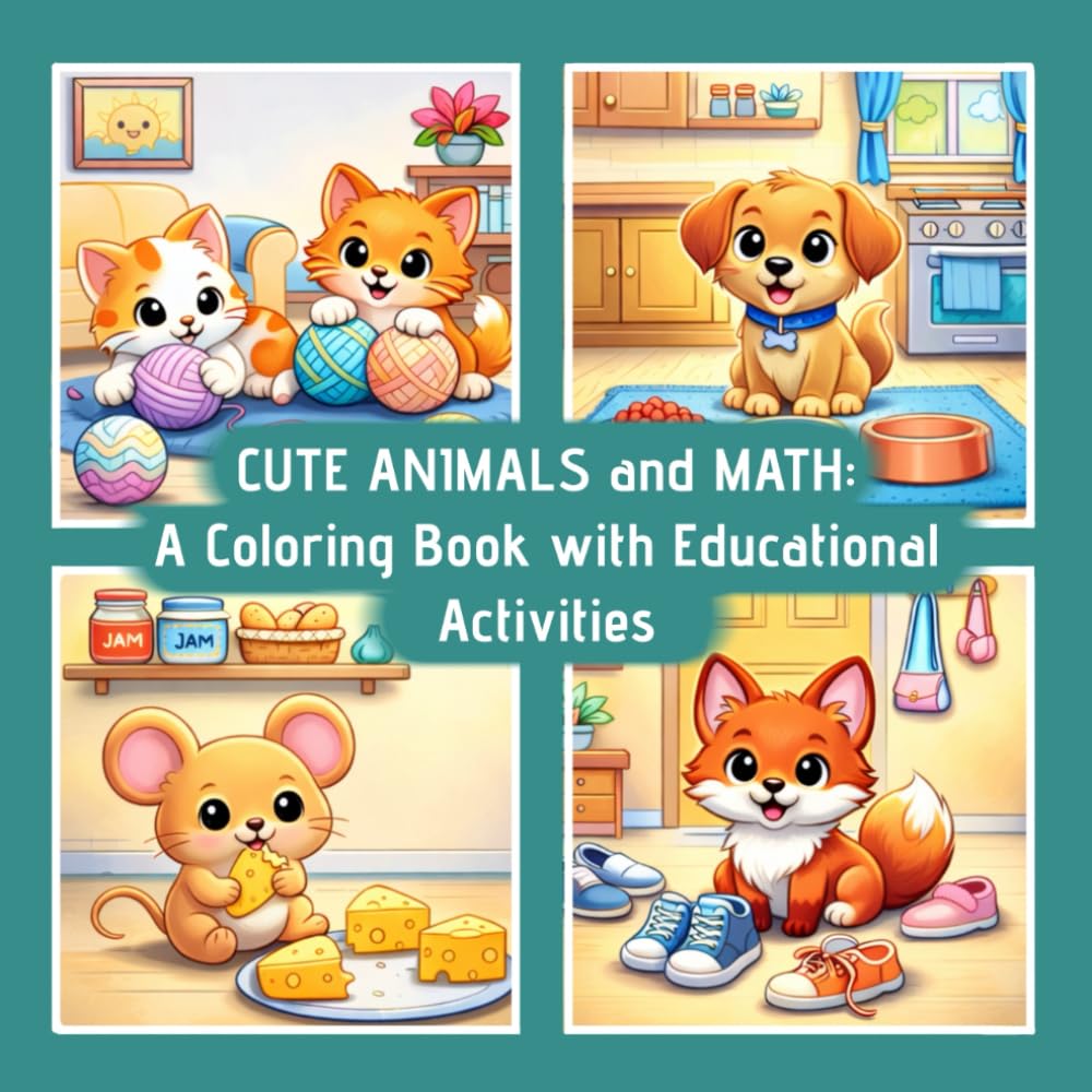CUTE ANIMALS and MATH: A Coloring Book with Educational Activities (Cozy Animal Activity Coloring Books (English Edition))
