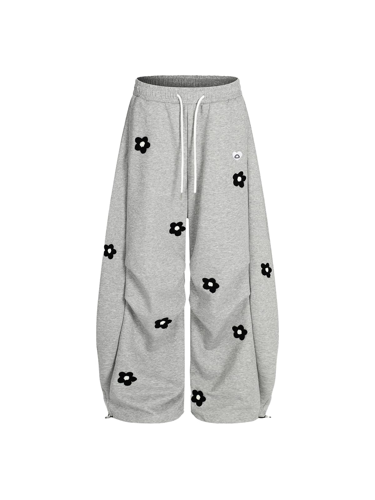 Aelfric Eden Blumen Baggy Jogginghose Damen Embroidery Barrel Sweatpants Herren Basic Sporthose Unisex Weites Bein Hose Oversize Trainingshose High Waist Freizeithose Streetwear