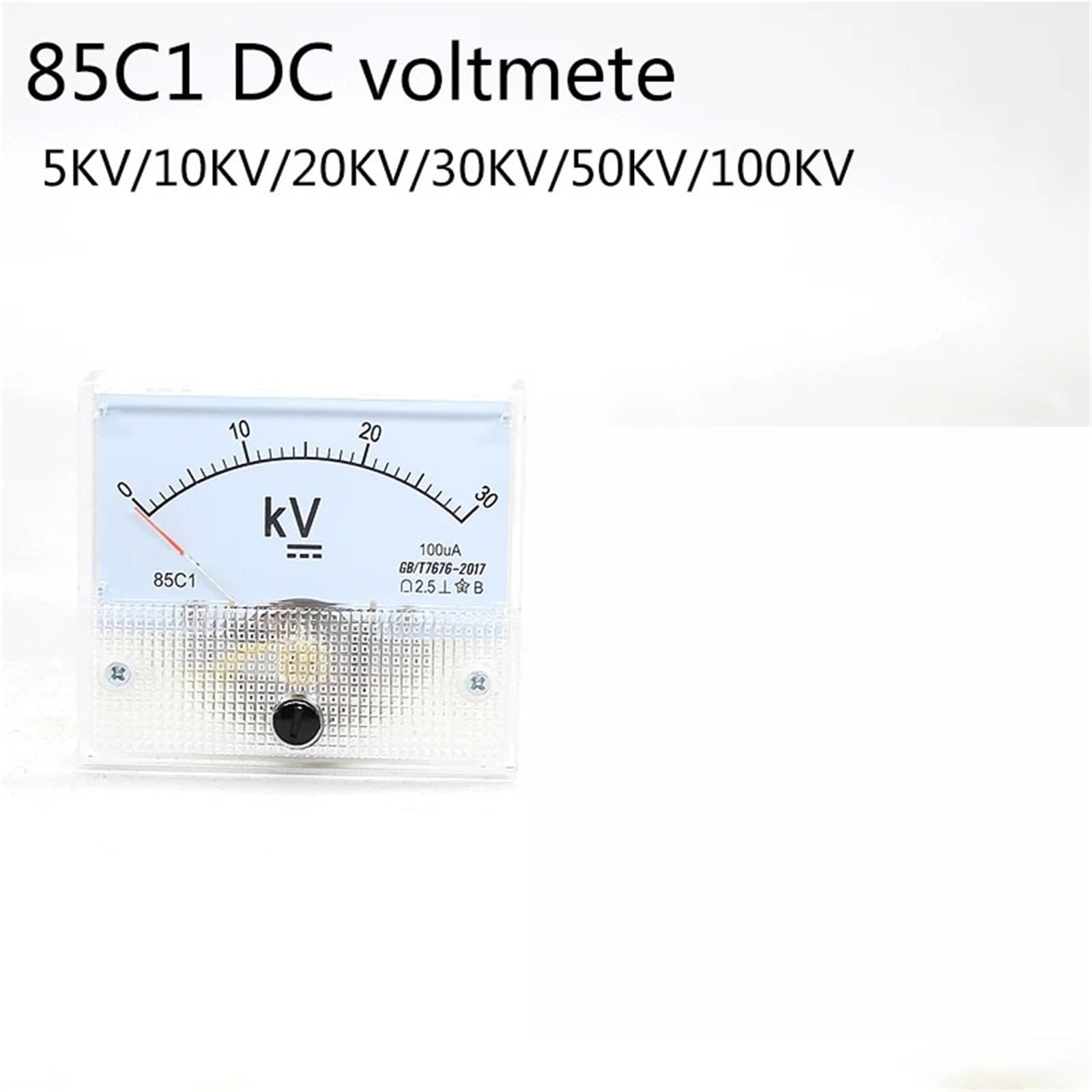 Voltímetro de CC 85C1, voltímetro de alto voltaje 10 kV/20 kV/30 kV/50 kV/100 kV, tipo aguja, 1 unidad(0-10KV)