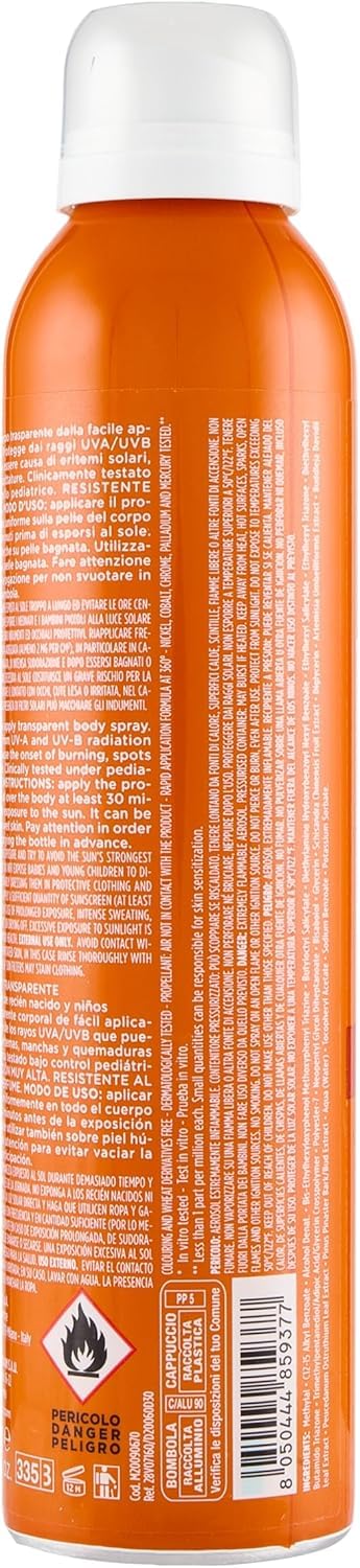 Rilastil Sun System Baby Transparent Spray SPF50+, Spray Corpo Bambini Trasparente, Previene Scottature, Macchie ed Eritemi, Pelli Delicate, Resistente all' Acqua, Senza Profumo, 200ml
