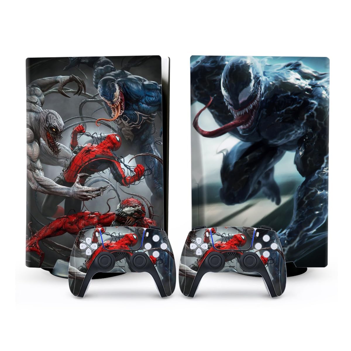 PS5 Skin - Disc Edition Console and Controller Accessories Cover Skins PS5 Controller Skin Gift ps5 Skins for Console Full Set Red and Black PS5 Skin Spider Red and Blue