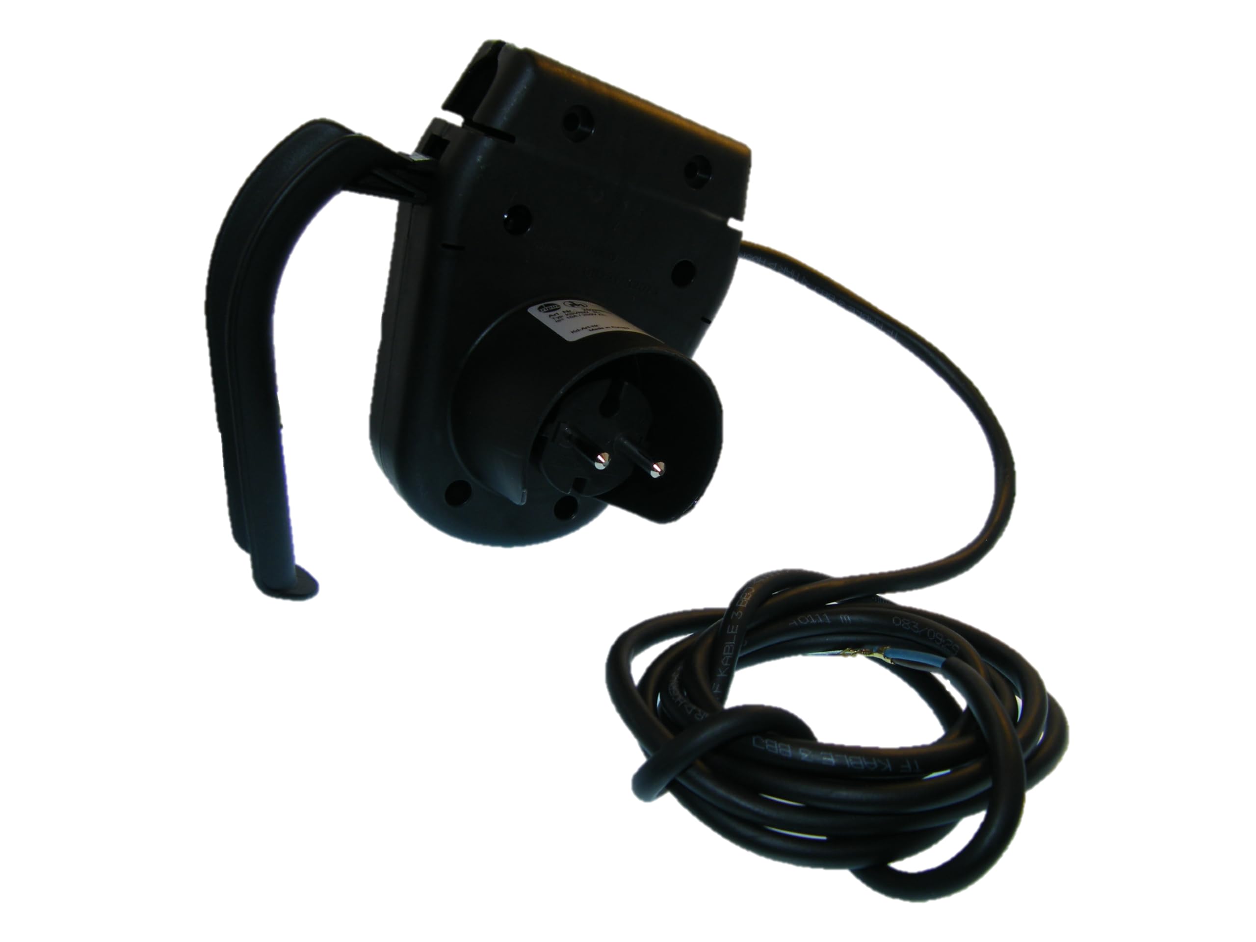 VORAGA Tripus - Interruttore a spina per tosaerba, 250 V ~/16 A/IP44, leva monouso, colore: Nero