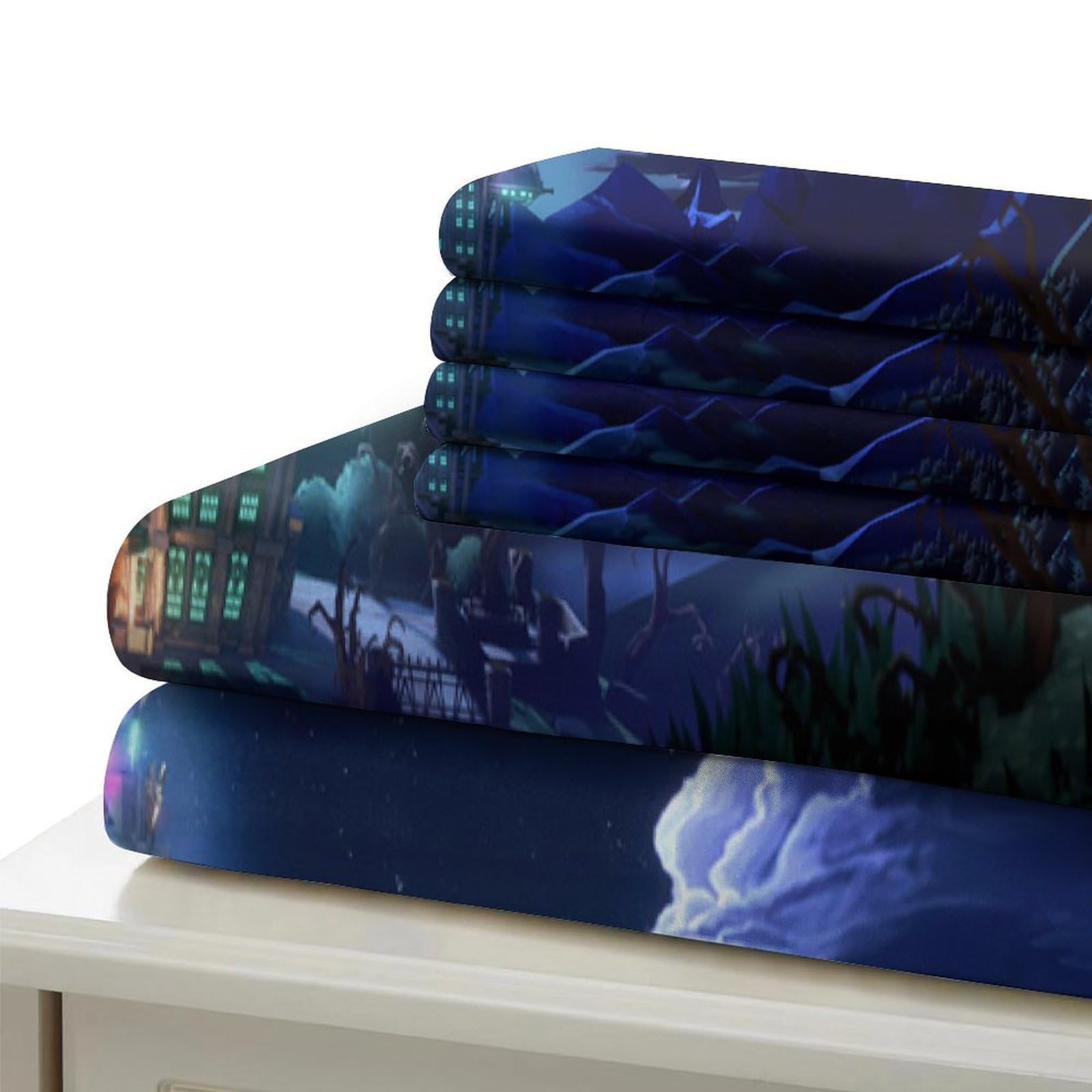 Torre della fantasia Impressione 3D 3 pz coperteletto Arte fantasy notturna fodera per edredone microfibra ipoallergenica antiacari per bambini ragazzi adulti Super king（260x220cm）