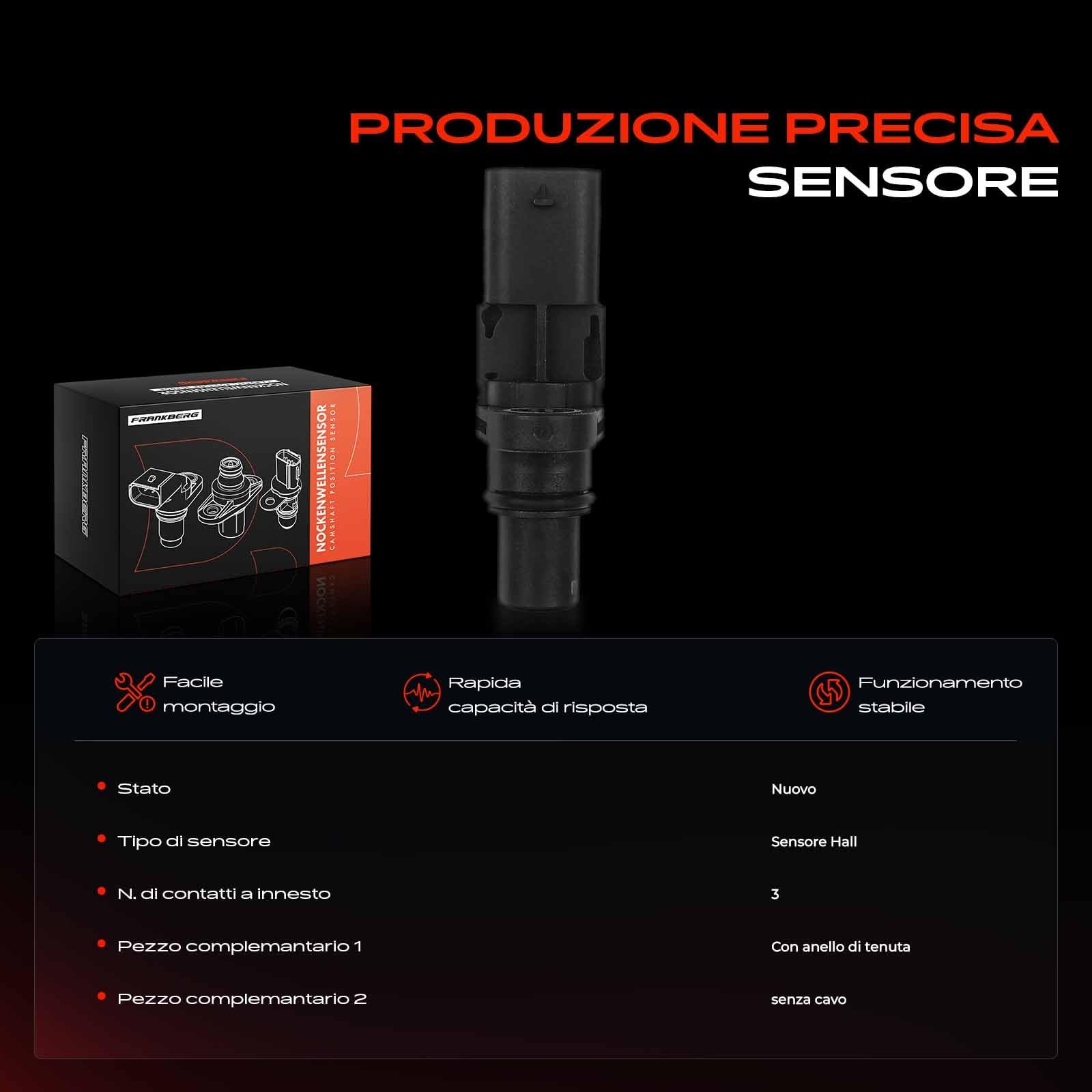 Frankberg Posizione dell'albero Motore Sensore dell'albero Motore 3-Poli Compatibile con O.c.t.a.v.i.a II Combi 1Z5 A3 8P1 T.o.u.r.a.n 1T1 1T2 A6 4F2 A4 Avant 8ED Replace# 03G957147A