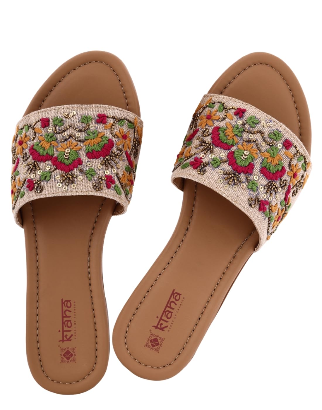 Kiana Womens Brown Synthetic Embroidered Round Shape Flip Flops-KICH003-BRN-38 (B0CZT4P7J1) Amazon Price History, Amazon Price Tracker