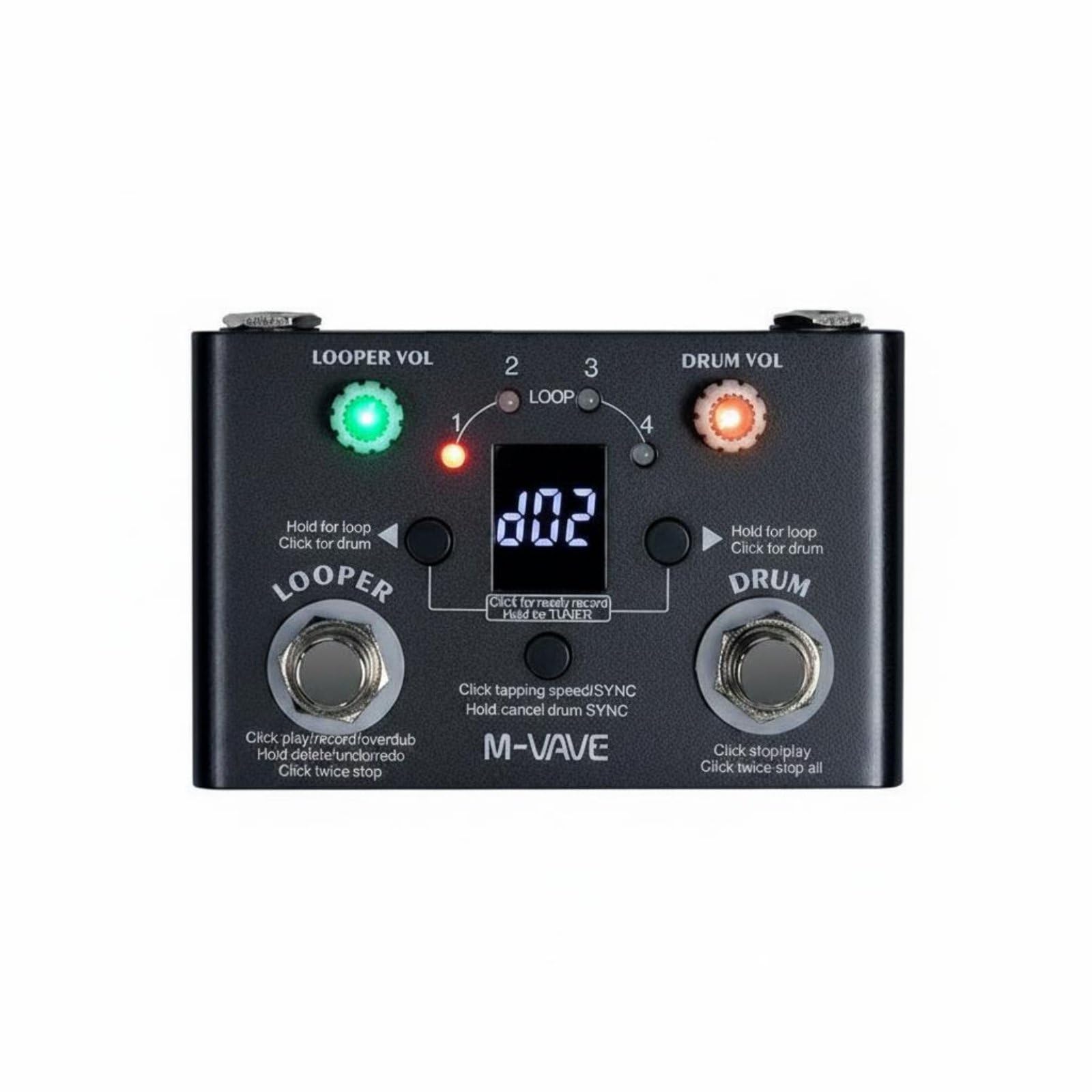 Music Loop Pedal Pedale Loop Chitarra Effetti Registratore Campionatore Drum Machine Tuner Materiale Overdub Illimitati USB Tempo Adatto per Chitarristi Busker Strada, Black