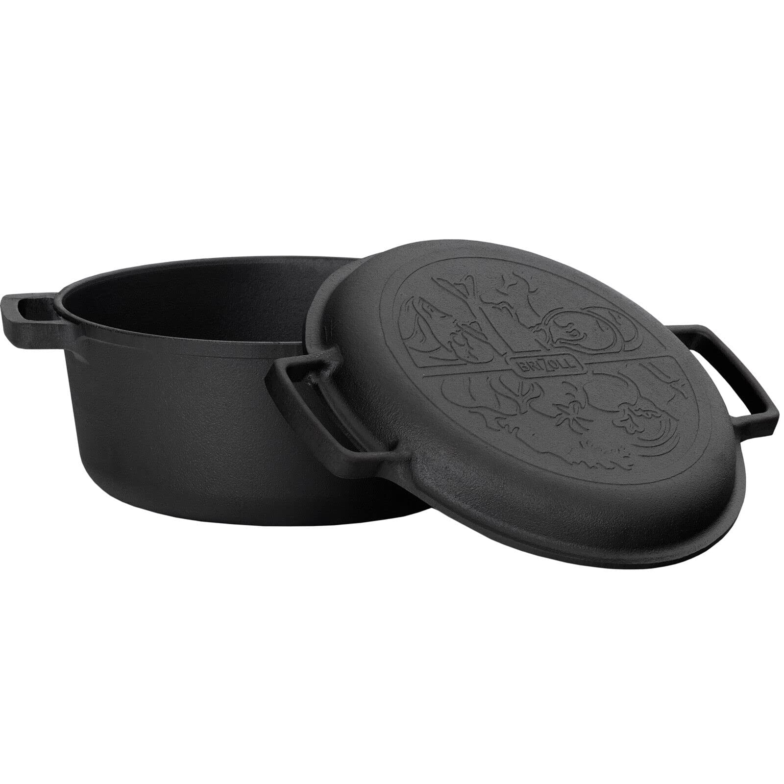 Casseruola in Ghisa 4L | Casseruola Ø 24cm per Panificazione | Pentola in Ghisa con Coperchio-Padella | Forma per Pane adatta per Gasgrill, Forno, Focolare e tutti i Piani di Cottura incl. Induzione