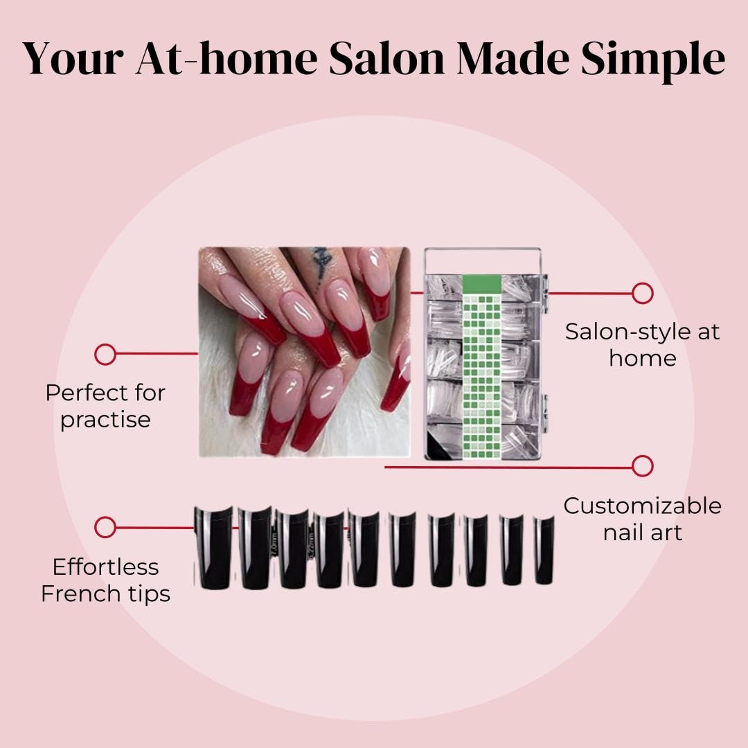 SHILLS PROFESSIONAL 500 Pcs Artificial French Cut Nail Tips Box Clear 2
