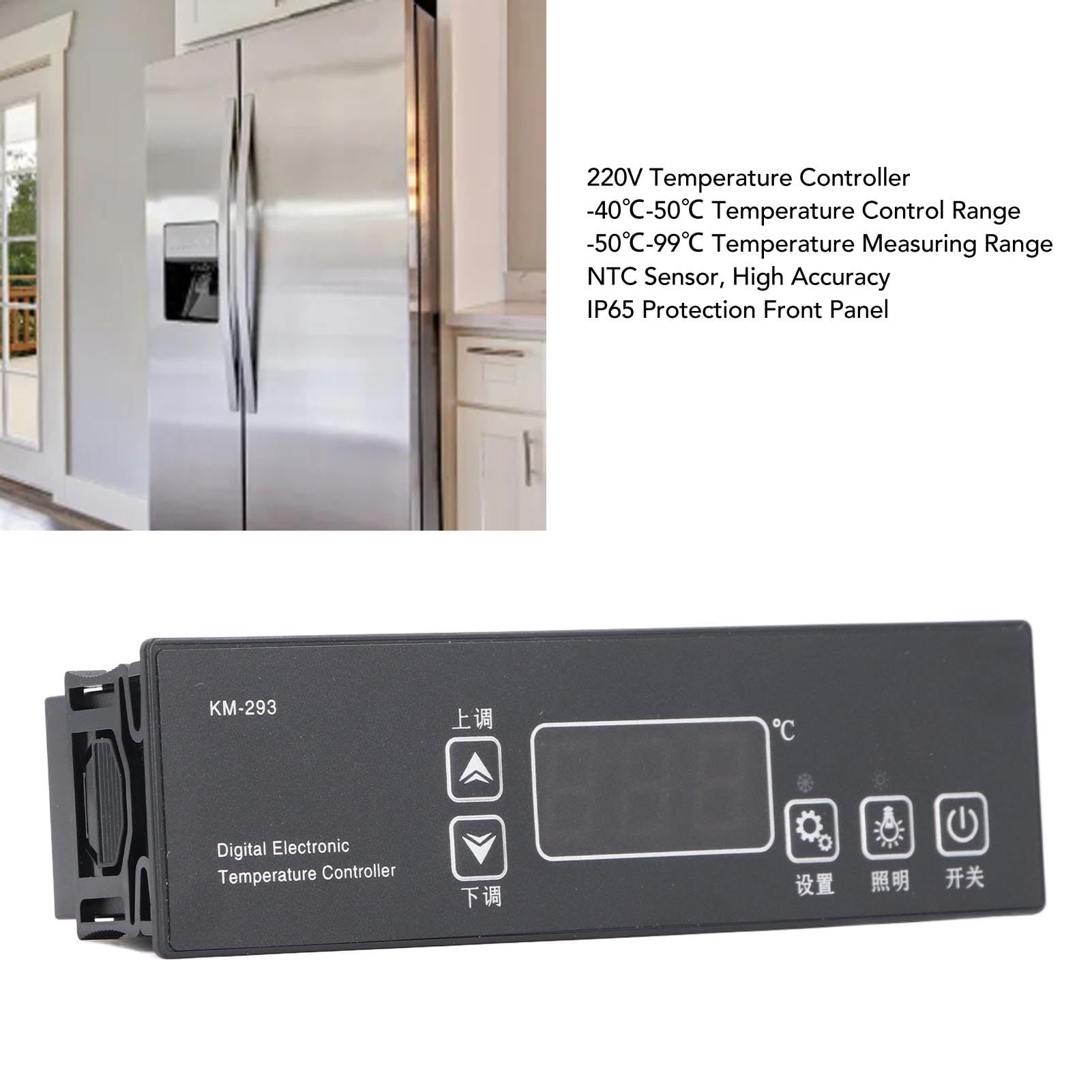 Fdit 220 V Digital Temperature Controller con una Sonda per il Congelatore del Frigorifero, Termostato Elettronico con Alta Precisione per i Fermentatori di Serra