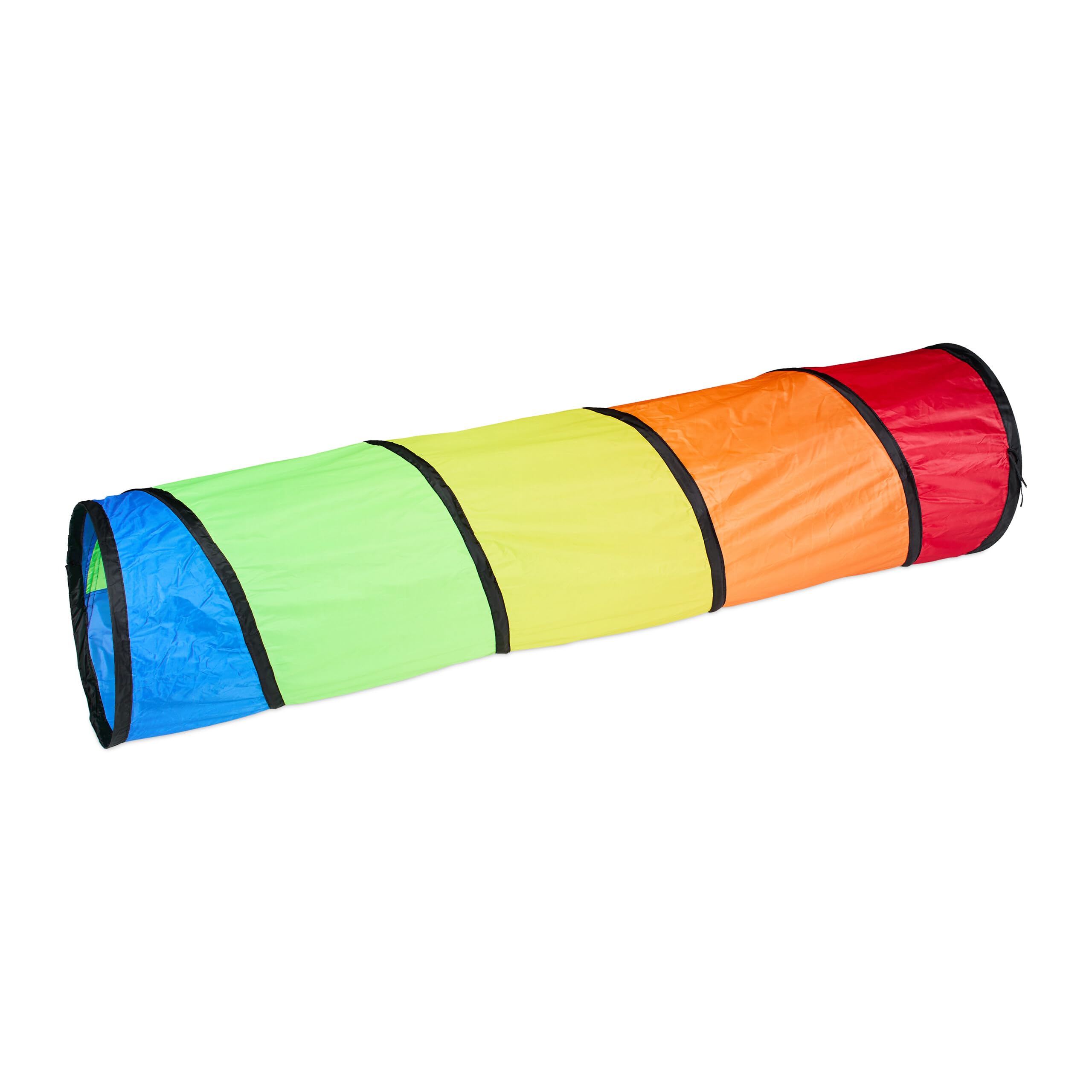 Relaxdays Spieltunnel, farbenfroher Krabbeltunnel, Kinder, B x D: 180 x 46 cm, robuster Pop-up Tunnel, Polyester, bunt