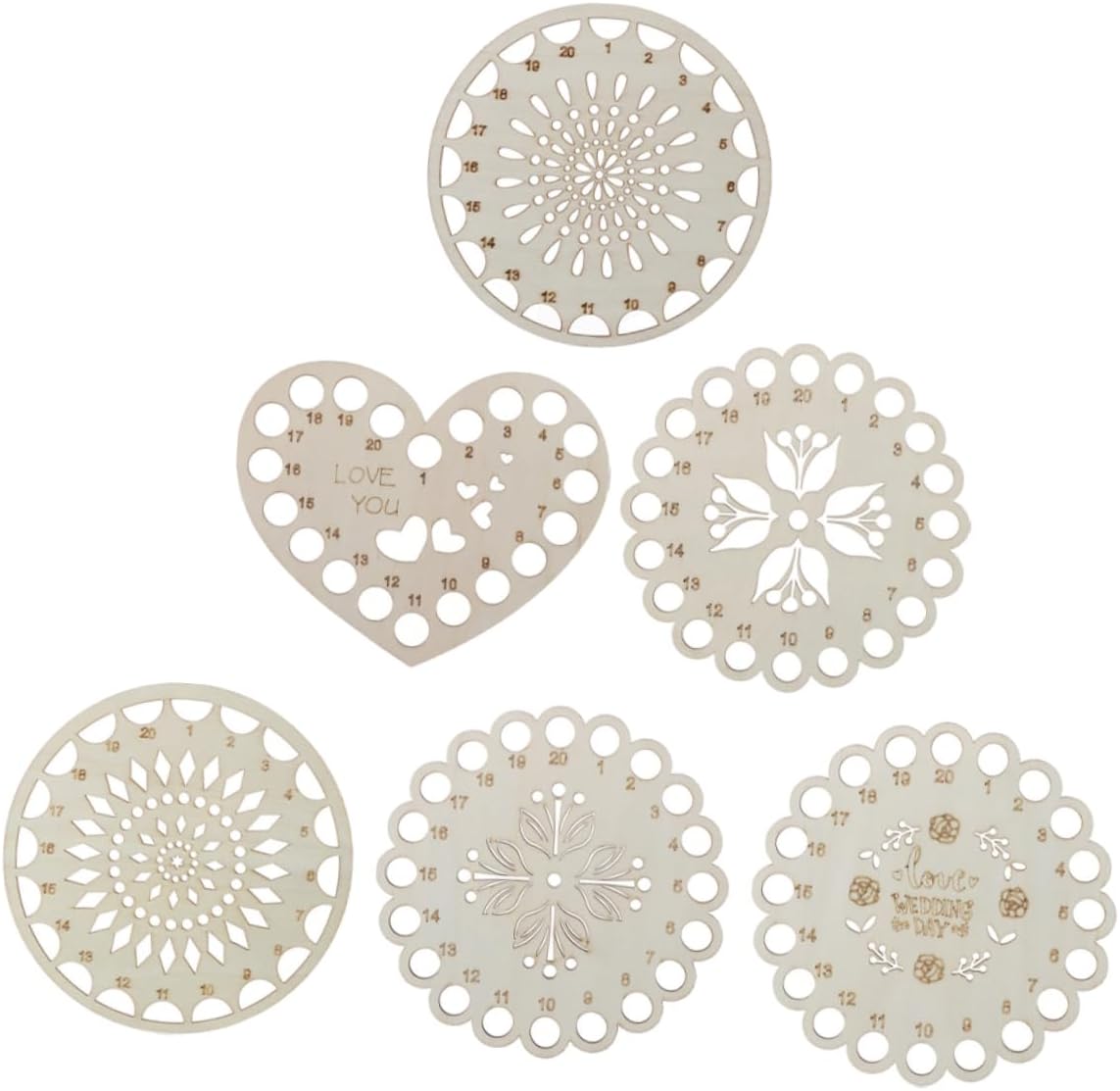 PLAFOPE 6pcs Hollow Thread Organizer Set for Cross Stitch and Embroidery Floss Portable DIY Storage Plates with Rounded Corners for Seamless Thread Management