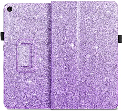 Case For All-New Amazon Fire Hd 10 Tablet (7Th / 9Th Generation, 2017 / 2019 Release), Fingic Luxury Sparkly Folding Stand Cover With Stylus Holder Auto Wake/Sleep Smart Case For Fire Hd 10.1 , Purple #TOP6