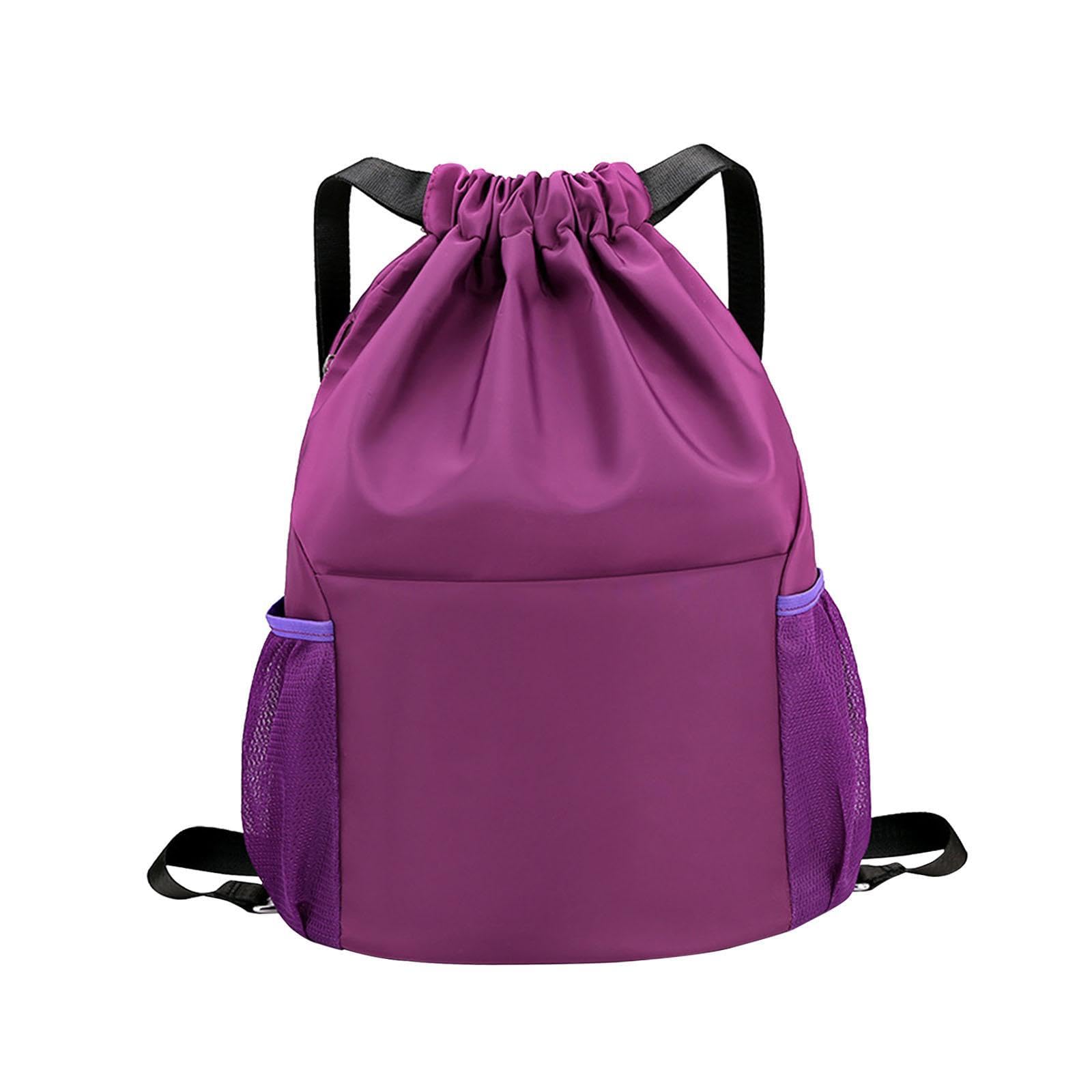 Sports Drawstring Backpack Fashion Practical Casual Water Resistant Rucksack Violet-image-44