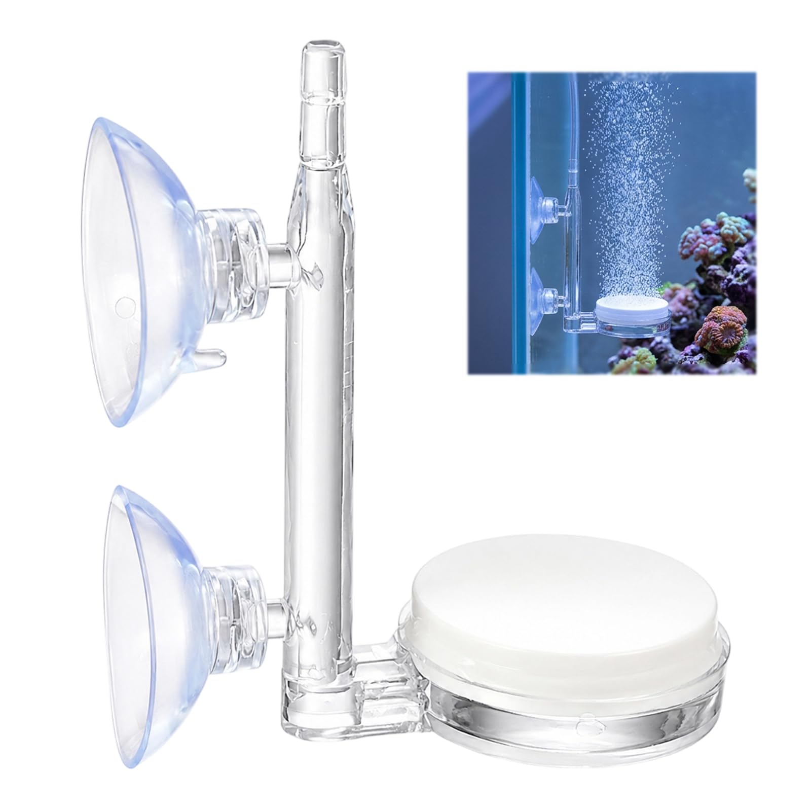 QhgPnt 1-Piece Nano Air Stone for Fish Tanks, Aquarium Bubbler and CO2 Diffuser with Suction Cup Air Control Valve and Check Valve Accessories for Nano Air Pumps Small Buckets and Fish Tanks