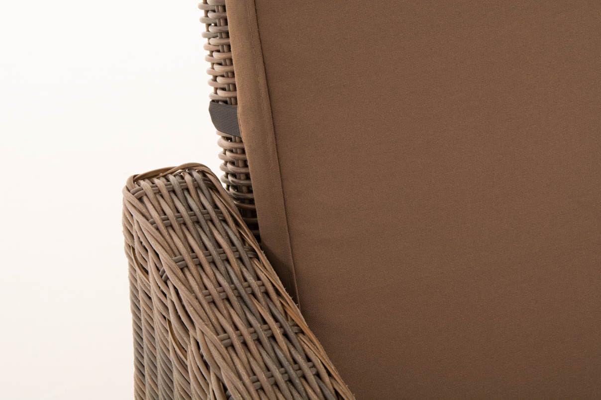 CLP Polyrattan 2er-Loungesofa Ancona 5mm I Rundrattan Garten-Sofa Mit Ausziehbarem Fußteil Und Verstellbarer Rückenlehne I, Farbe:braun-meliert, Polsterfarbe:Terrabraun