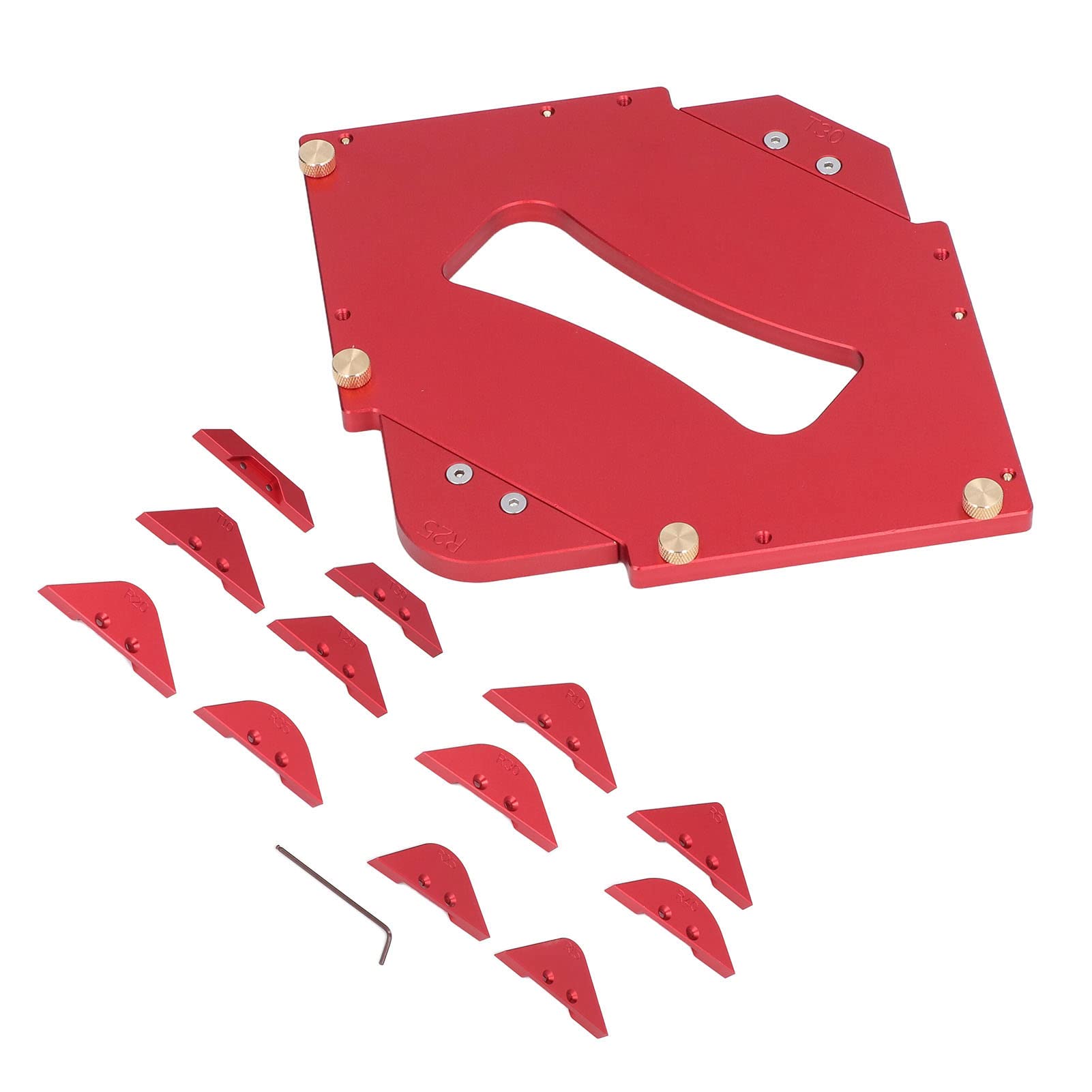 Frästisch-Ecklehre, Radius-Schablonen-Set aus Aluminiumlegierung, professionelle Holzbearbeitungswerkzeuge, T10 – T40 R5 – R40 Radius-Schablone, Frässchablonen mit 12 Schablonen