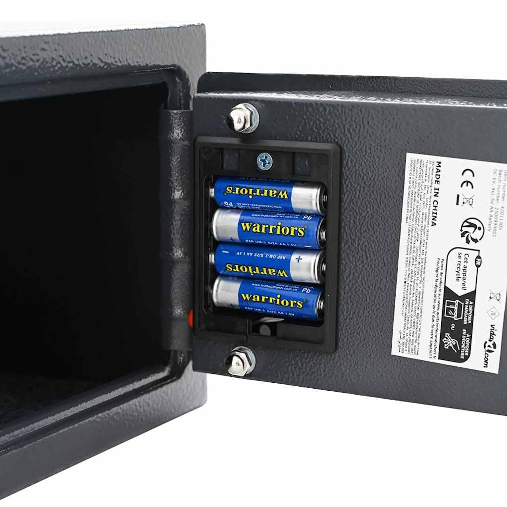 Cassaforte digitale grigio scuro, 23 x 17 x 17 cm, in acciaio, con serratura elettronica e lucchetto a combinazione, per documenti, cassaforte di sicurezza, cassetta di sicurezza, cassetta di