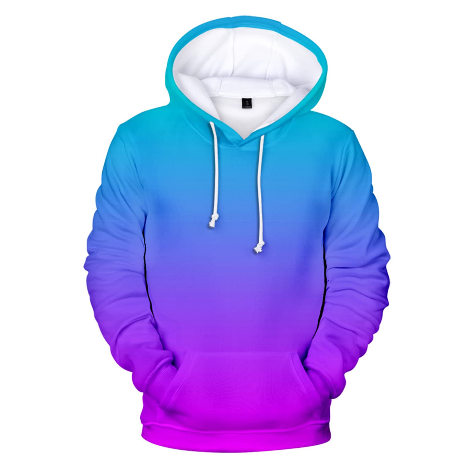 Docorou3D Hoodies Men's Women Zipper Sweatshirts Colourful Gradient Hoodies Mens Solid Color Hooded Rainbow Top