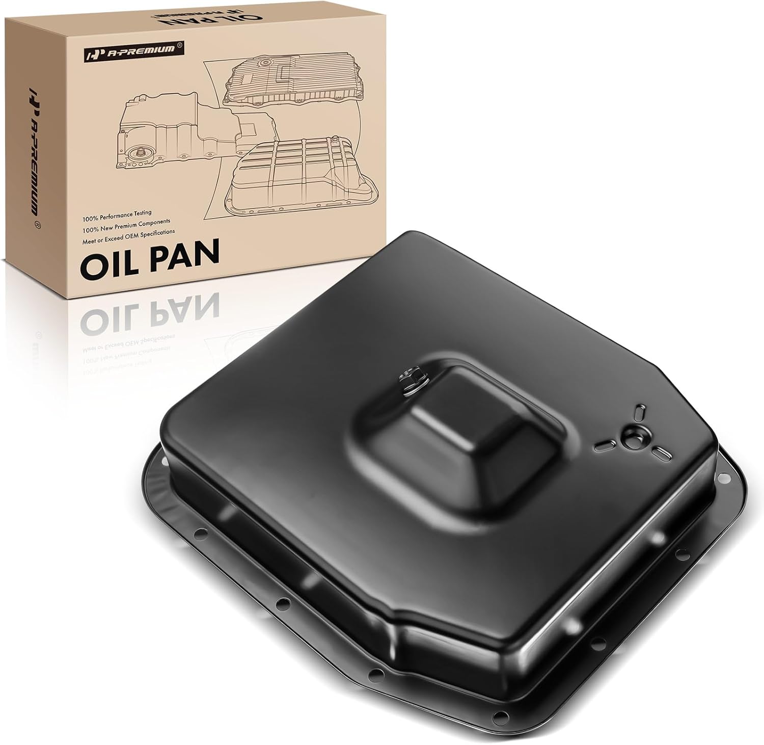 A-Premium Transmission Oil Pan with Drain Plug Compatible with 4R70W 4R75W 4R75E AOD-E Transmission & Ford F-150 Crown Victoria Expedition Mustang & Mercury Cougar Grand Marquis Marauder