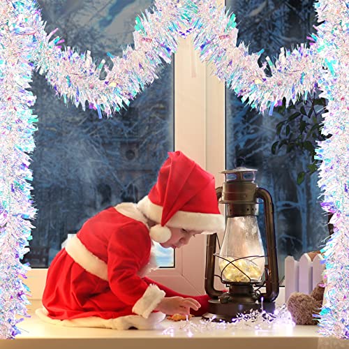 20Ft/6M Christmas Tinsel Garland Iridescent Metallic Hanging Garland For Christmas Tree Fireplace Mantle Home Decoration #TOP6