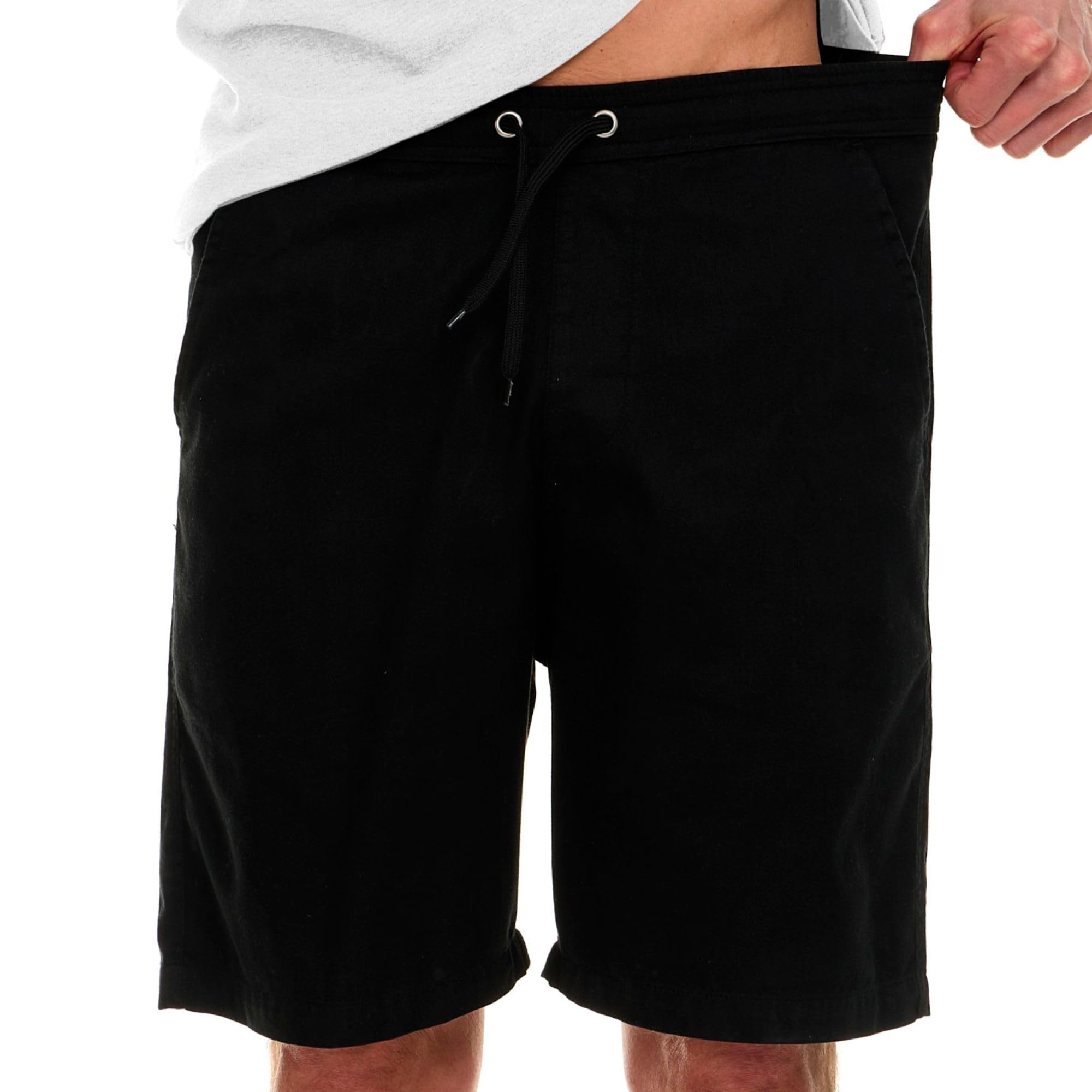 wrangler big and tall shorts for men β twill cotton casual elastic waist shorts black