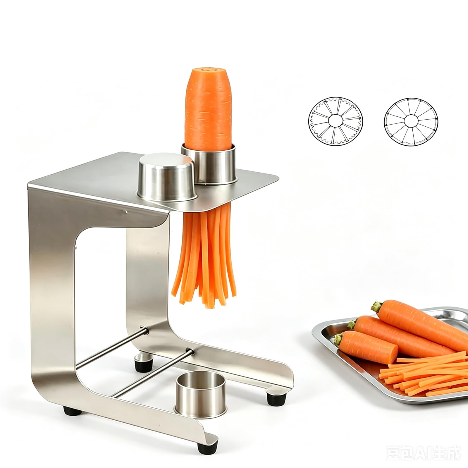 Taglia-cetrioli Manuale in Acciaio Inox, Affettatrice Professionale per Verdure con Lame Sostituibili, Estrattore di Torsolo per Cetrioli, Carote E Lattuga, Strumento di Preparazione per Cucine