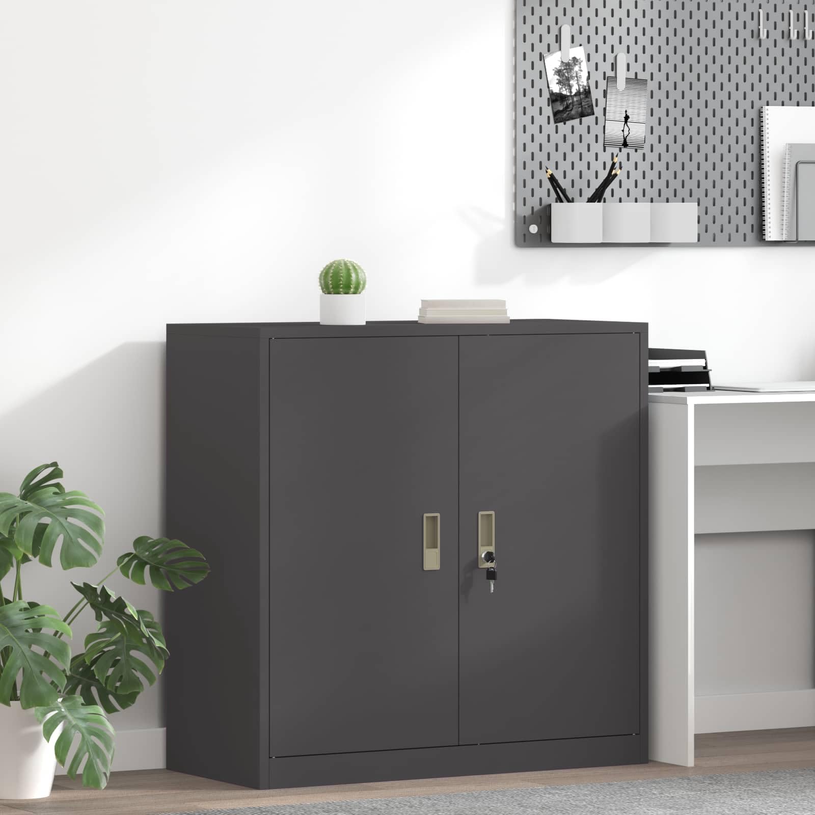 Armadio portaoggetti, nero, 90 x 40 x 90 cm, in acciaio