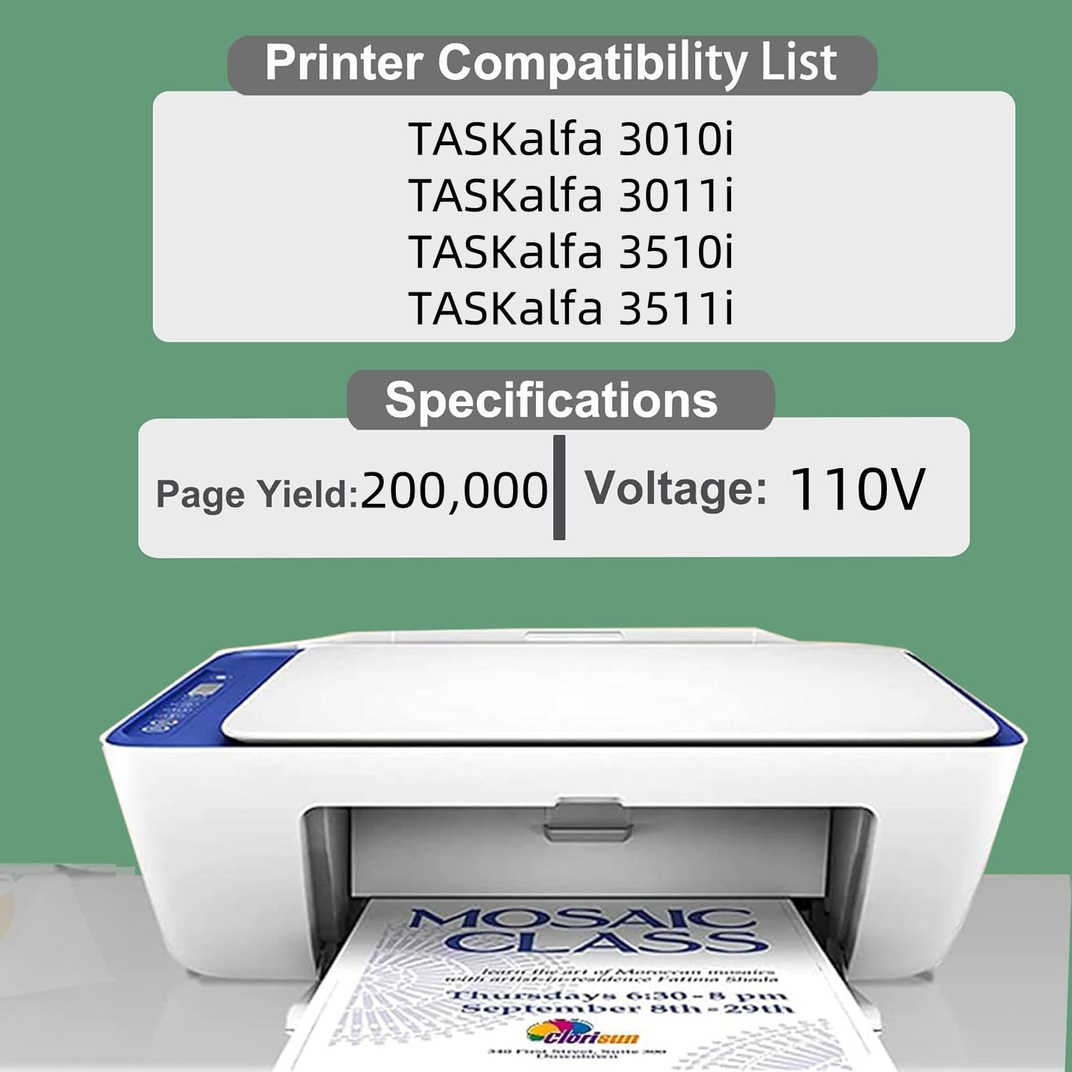 JUNTINE FK-7107 Fuser Unit Replacement for Kyocera FK-7107 302NL93060 302NL93061 302NL93062 Compatible with TASKalfa 3010i 3011i 3510i 3511i Printers(110V-200K)