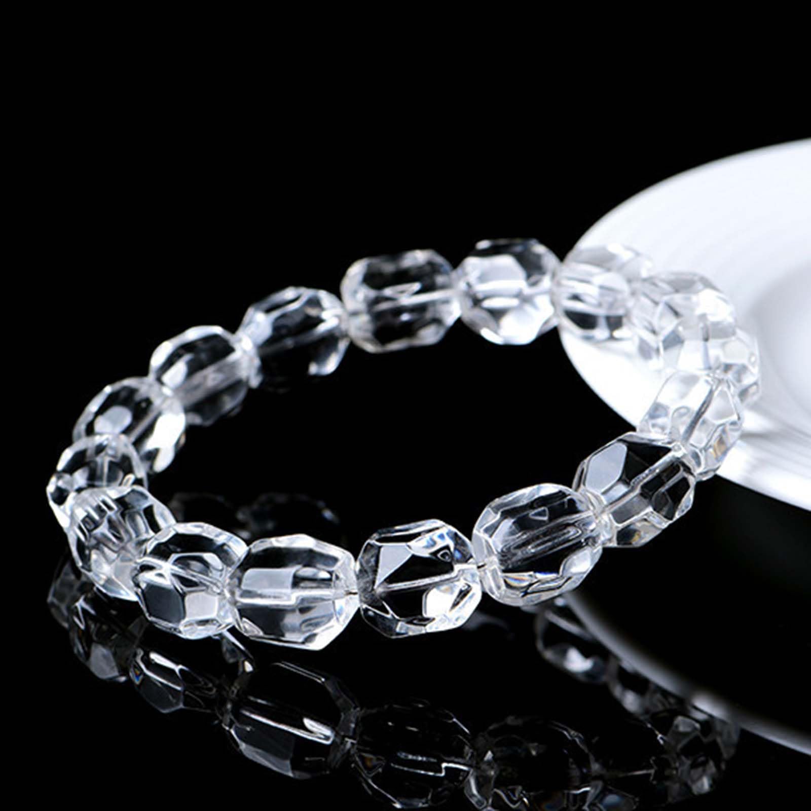 Pulsera de Cuentas de Corte facetado de Cuarzo Transparente