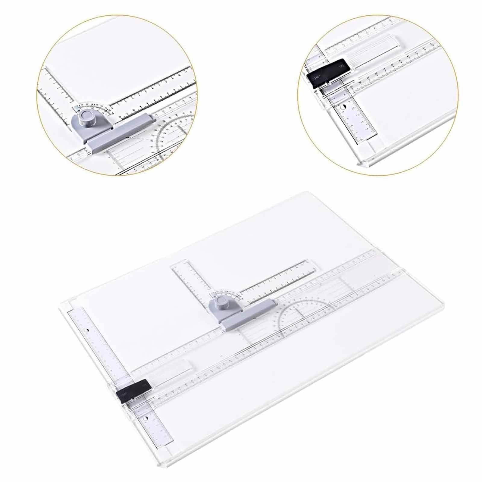 MObyat Set da Disegno A3, Tavolo da Disegno Metrico Multifunzione con Righello Trasparente, Movimento Parallelo E Angolazione Regolabile, Accessori Completi, per Studenti, Ingegneri E Architetti.