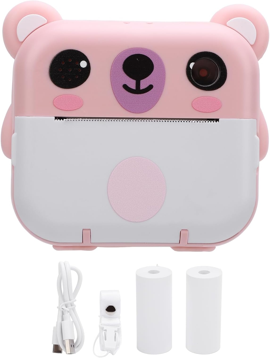 1080P Instant Print Camera Digital Instant Camera with 2 Inch 320x240 TFT Screen Grayscale Dot Printing Photo Video Music Games for Kids Present (Rosy)