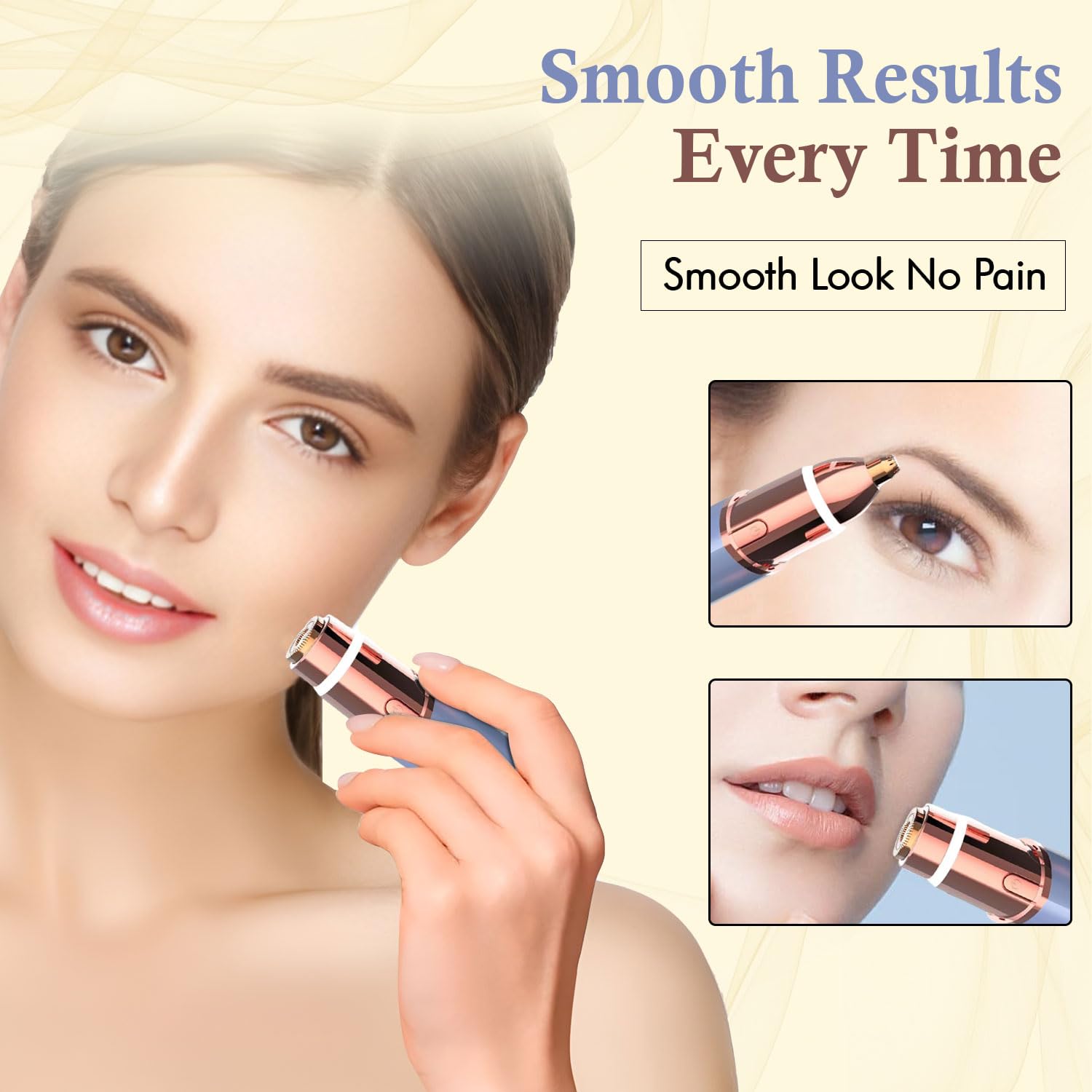 Tondeuse à sourcils et visage : 2 en 1 rechargeable pour épilation du visage et sourcils – Rasoir corporel avec lumière LED intégrée (bleu)