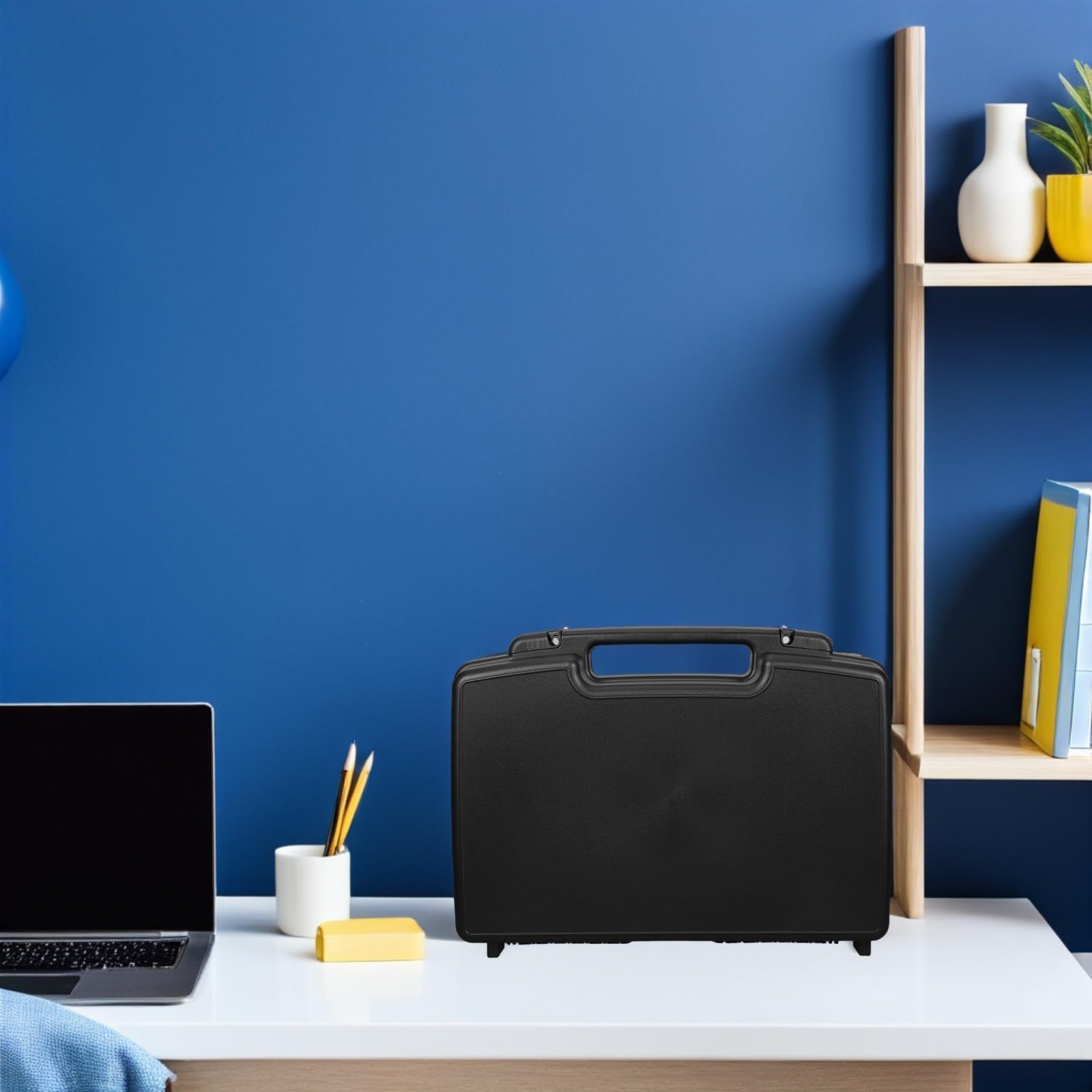 Estuche de Plástico para Guardar Herramientas Caja Pequeña de Herramientas de Plástico Duro Negro Portátil con Amplios Compartimentos y Eléctricas Uso Doméstico y Profesional