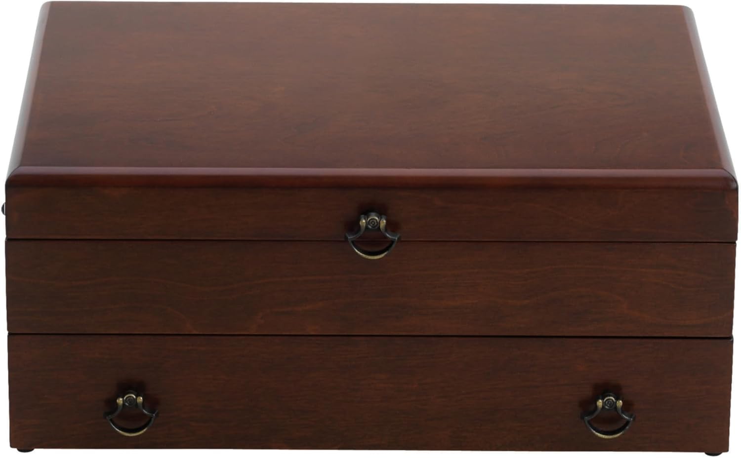 Reed & Barton Silverware Storage Box, Bristol Cherry Finish Flatware Chest, MDF Wood, Silverware Organizer with Lid, Tarnish-Resistant, Stores 210 Pieces, Kitchen Decor, Flatware Storage Box (Brown)